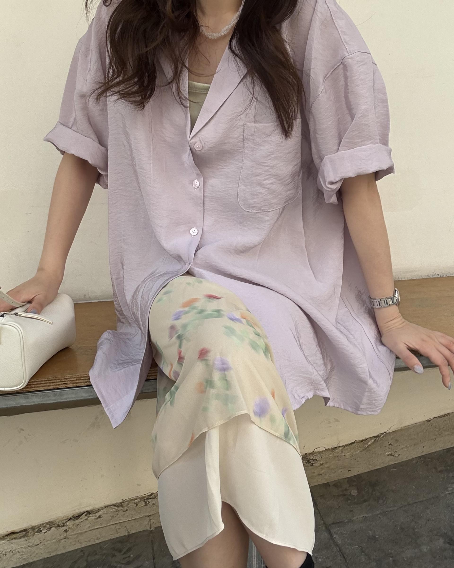 gloss half shirt (cream/lilac)