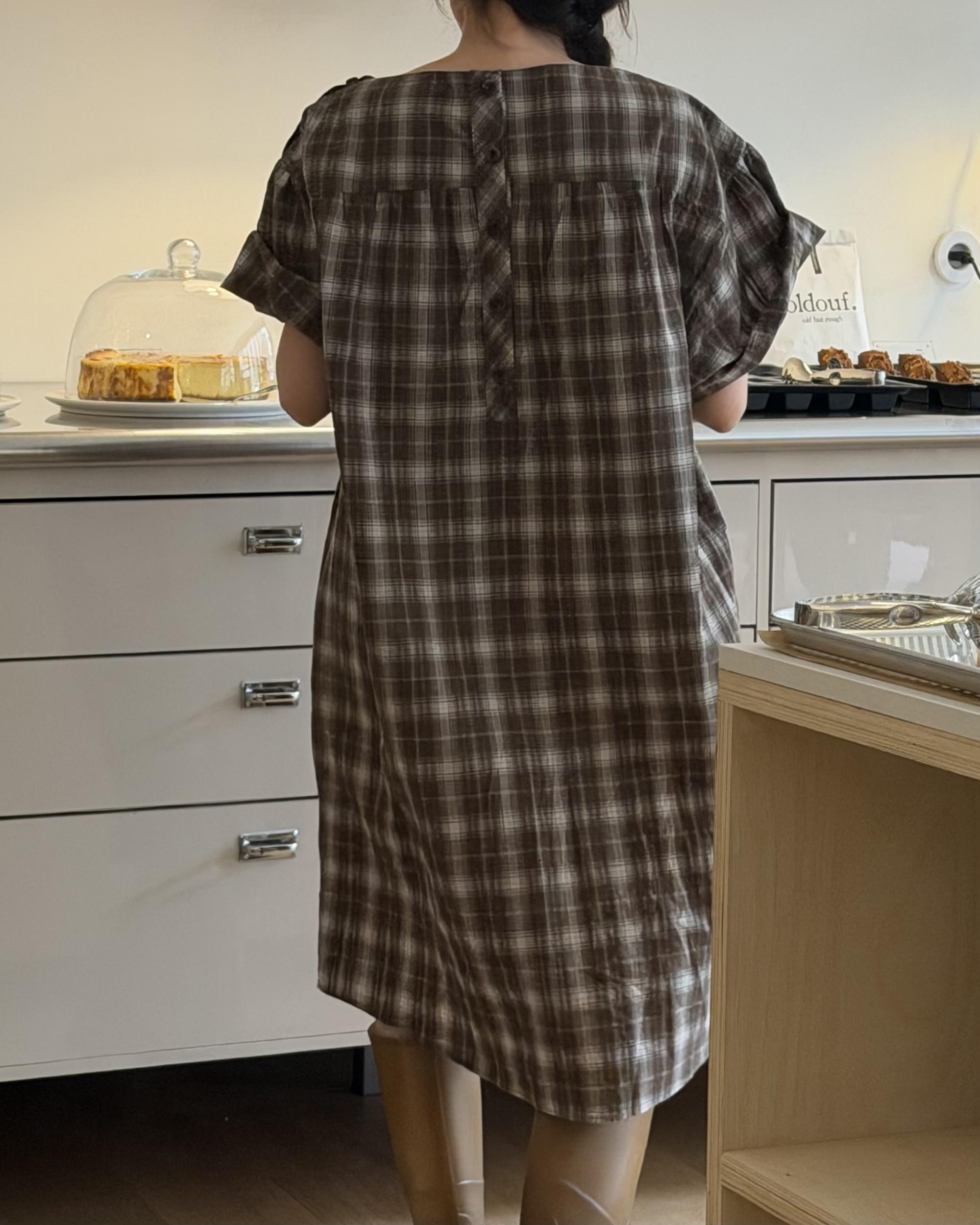 brioche check dress (mocha)