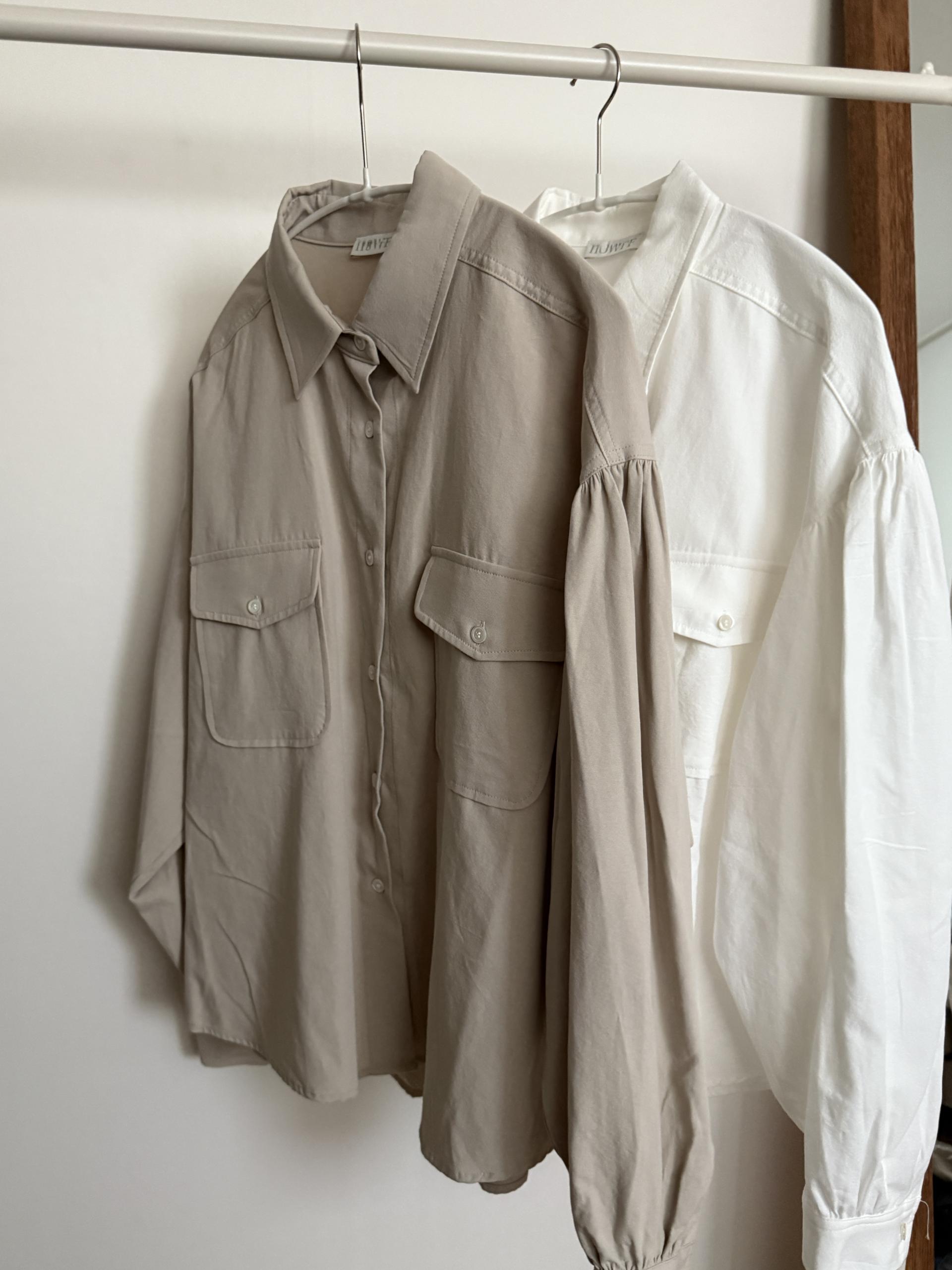 magnet shirring blouse (cream/beige)