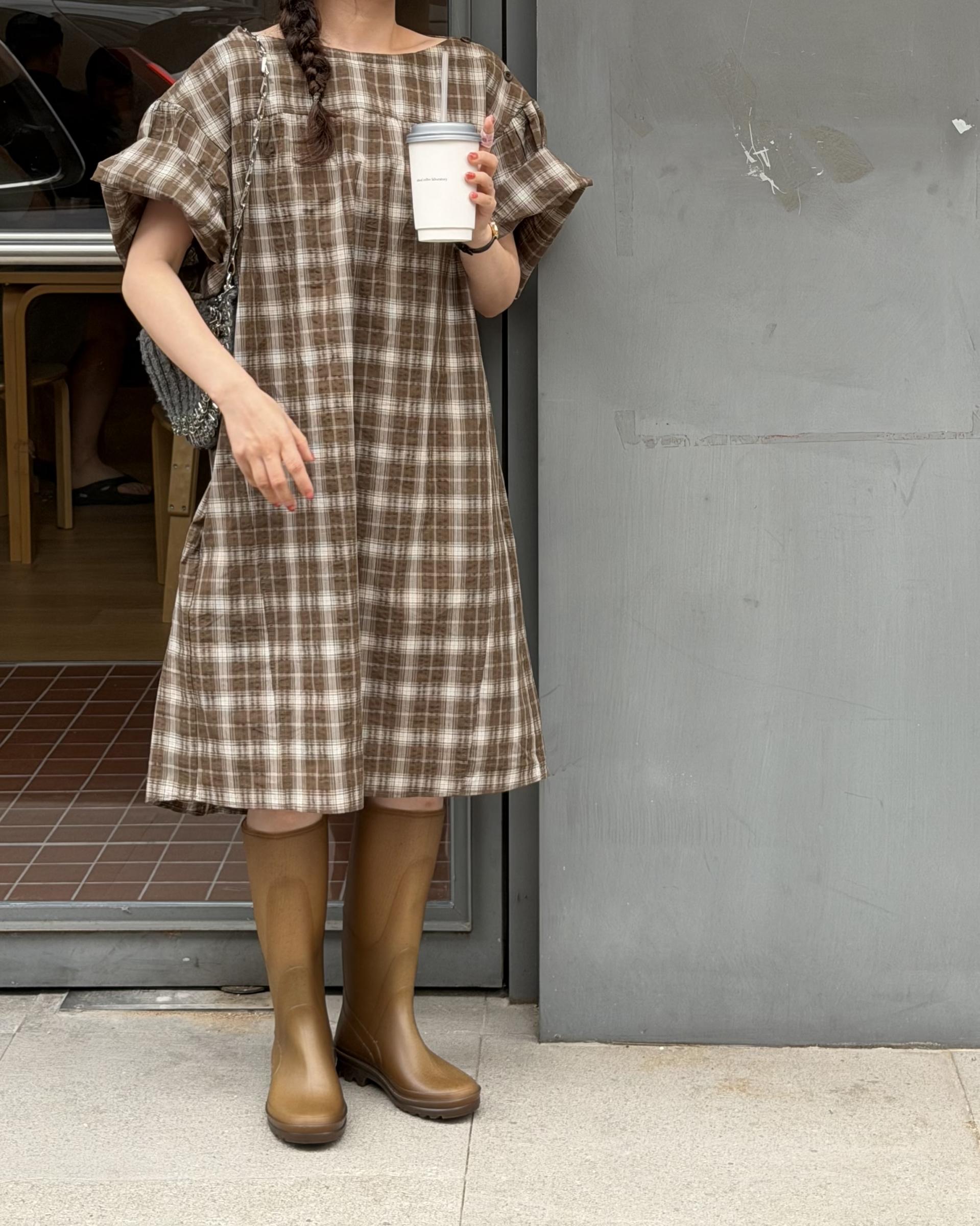brioche check dress (mocha)