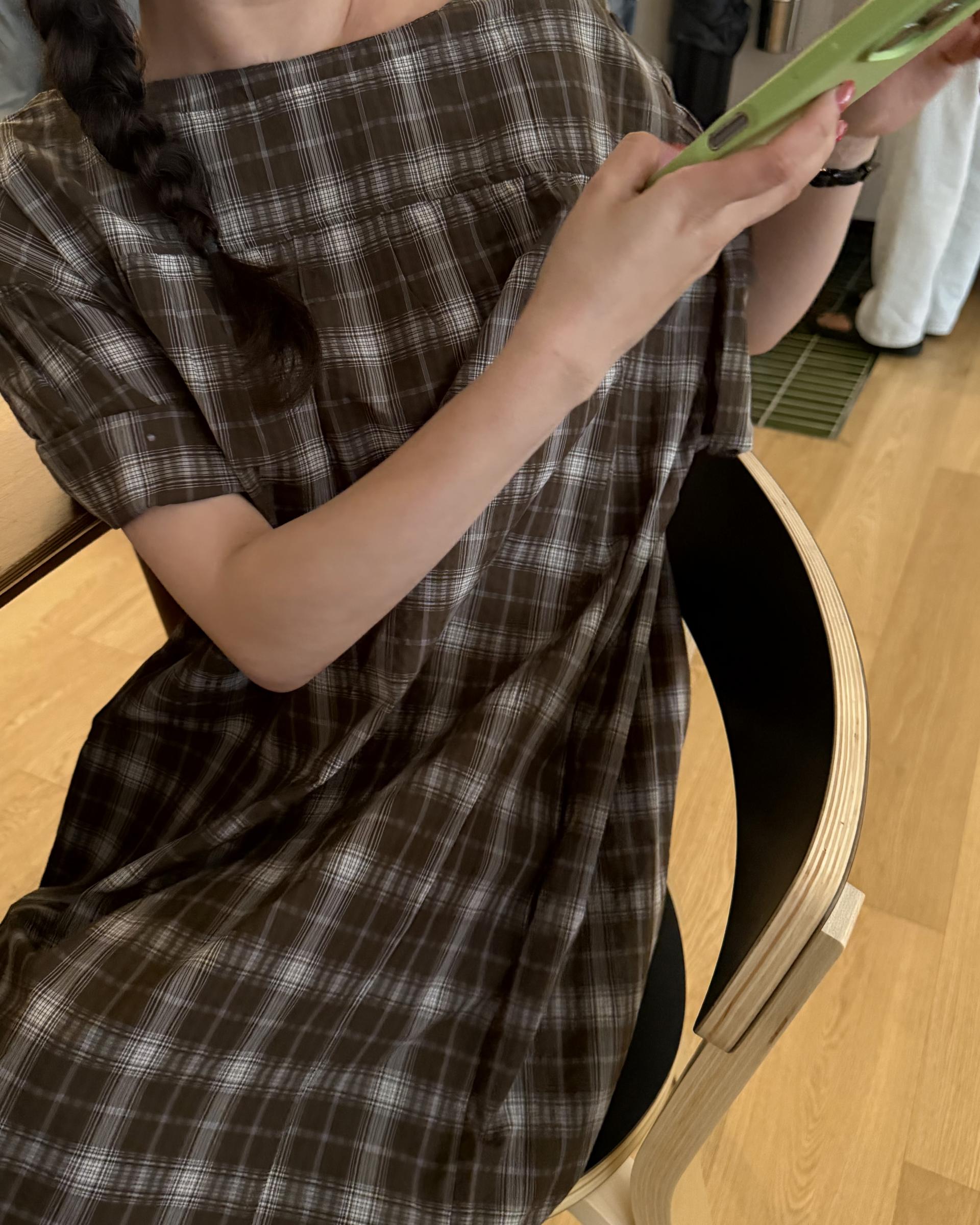 brioche check dress (mocha)
