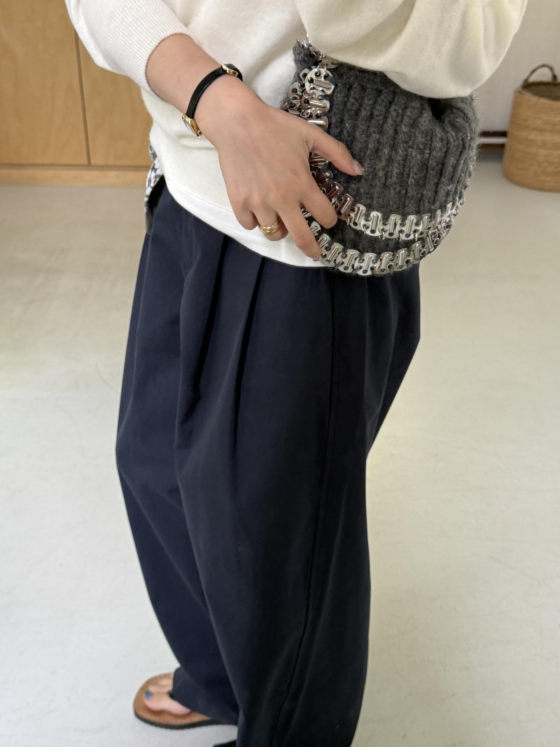 cotton pintuck pants (navy/cream/khaki)