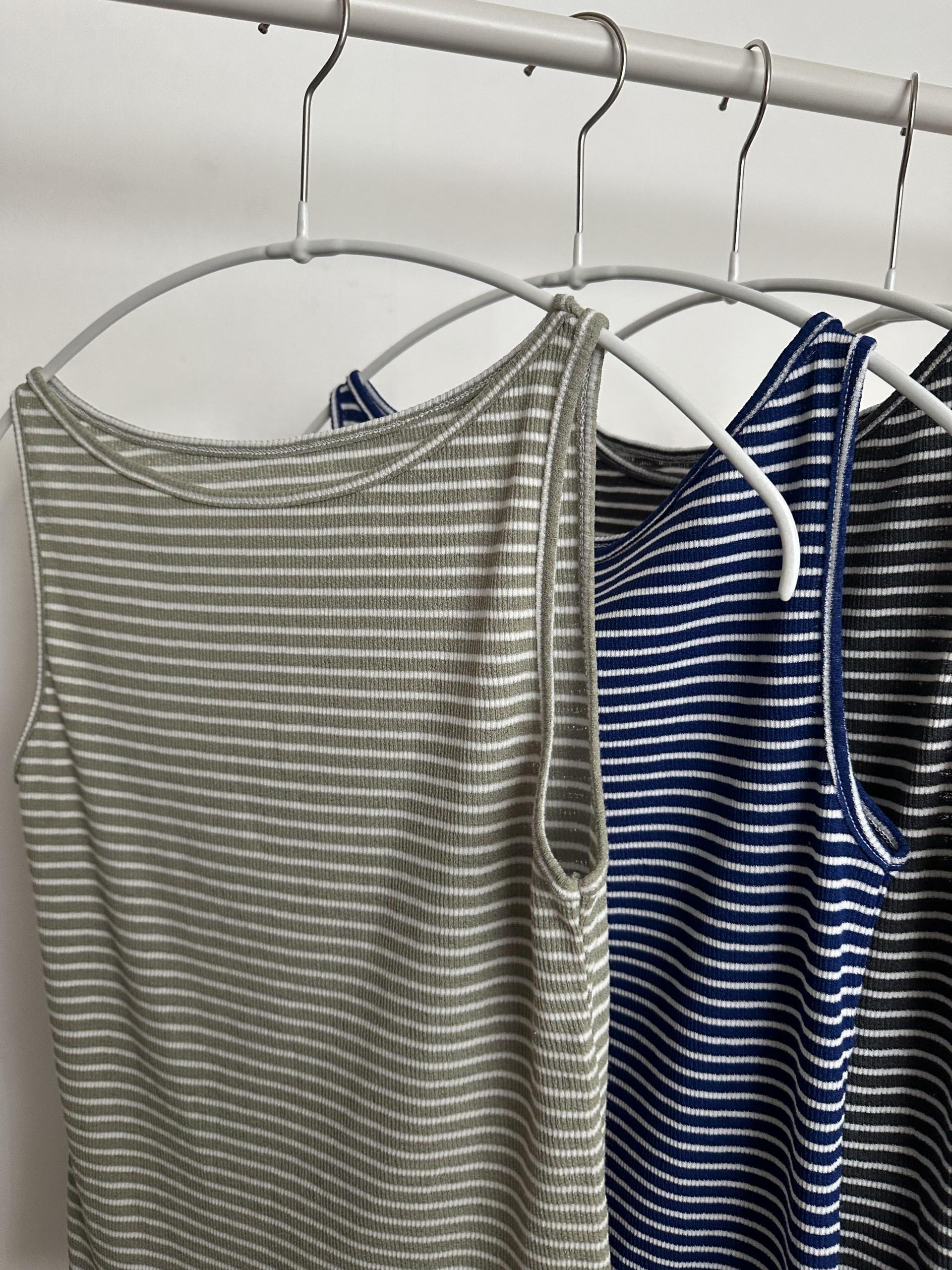 salt stripe sleeveless (blue/charcoal/pale grey/pale khaki)