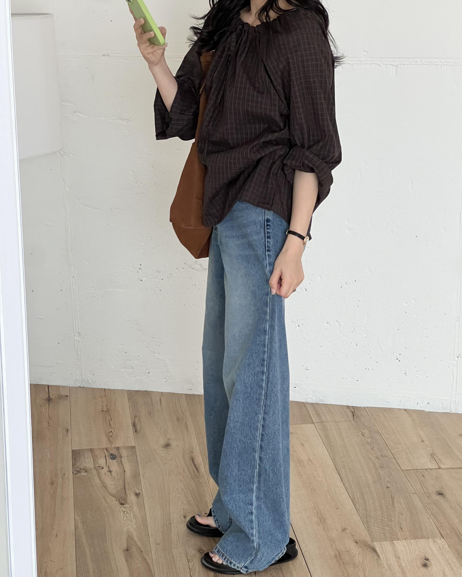 aman check blouse (brown)