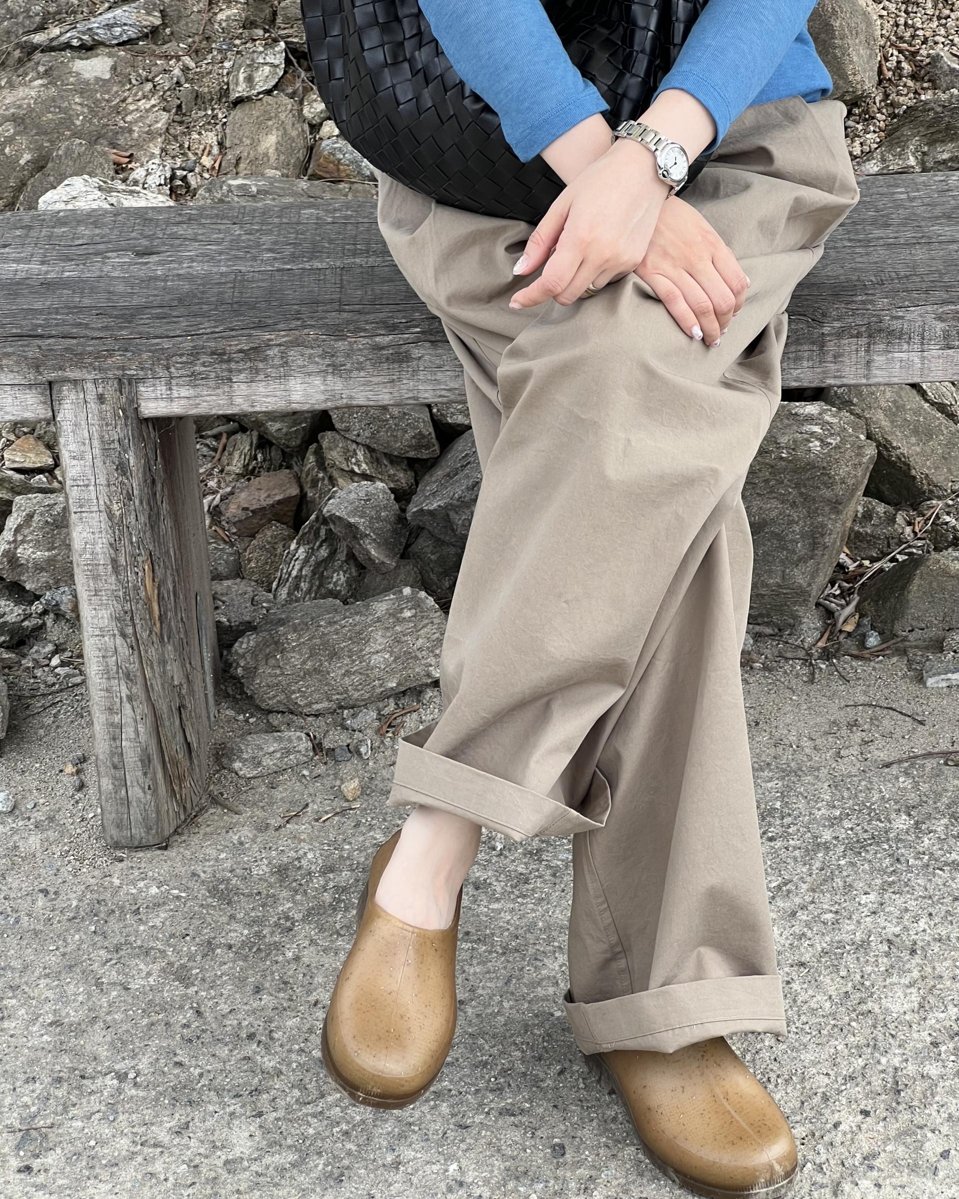 cotton pintuck pants (navy/cream/khaki)