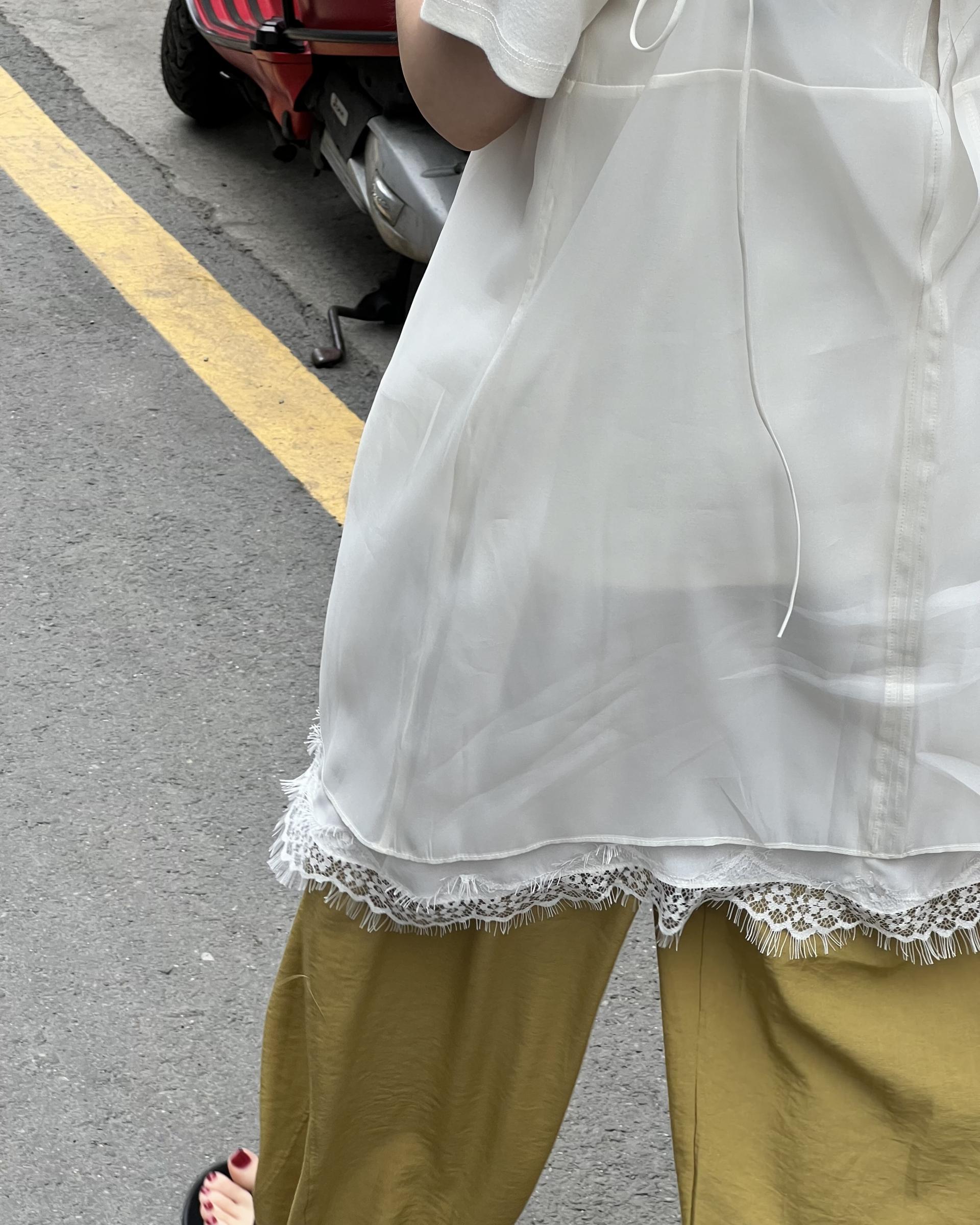 sheer layered dress (cream/dusty pink)