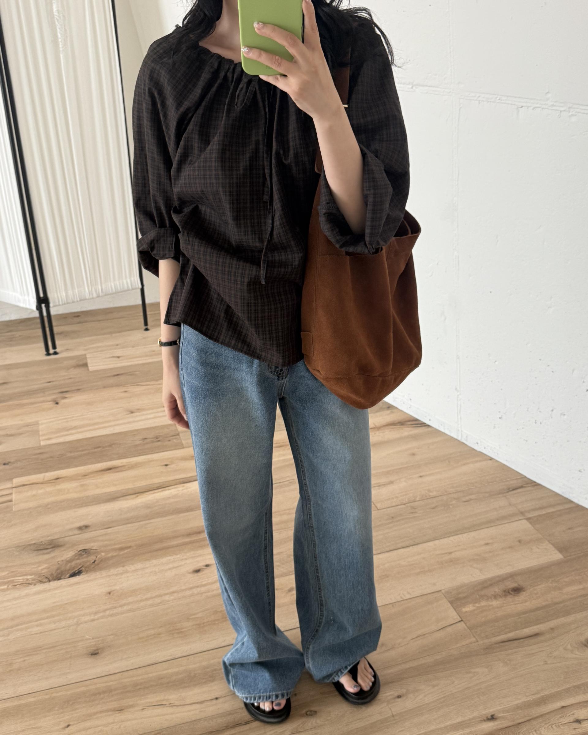aman check blouse (brown)
