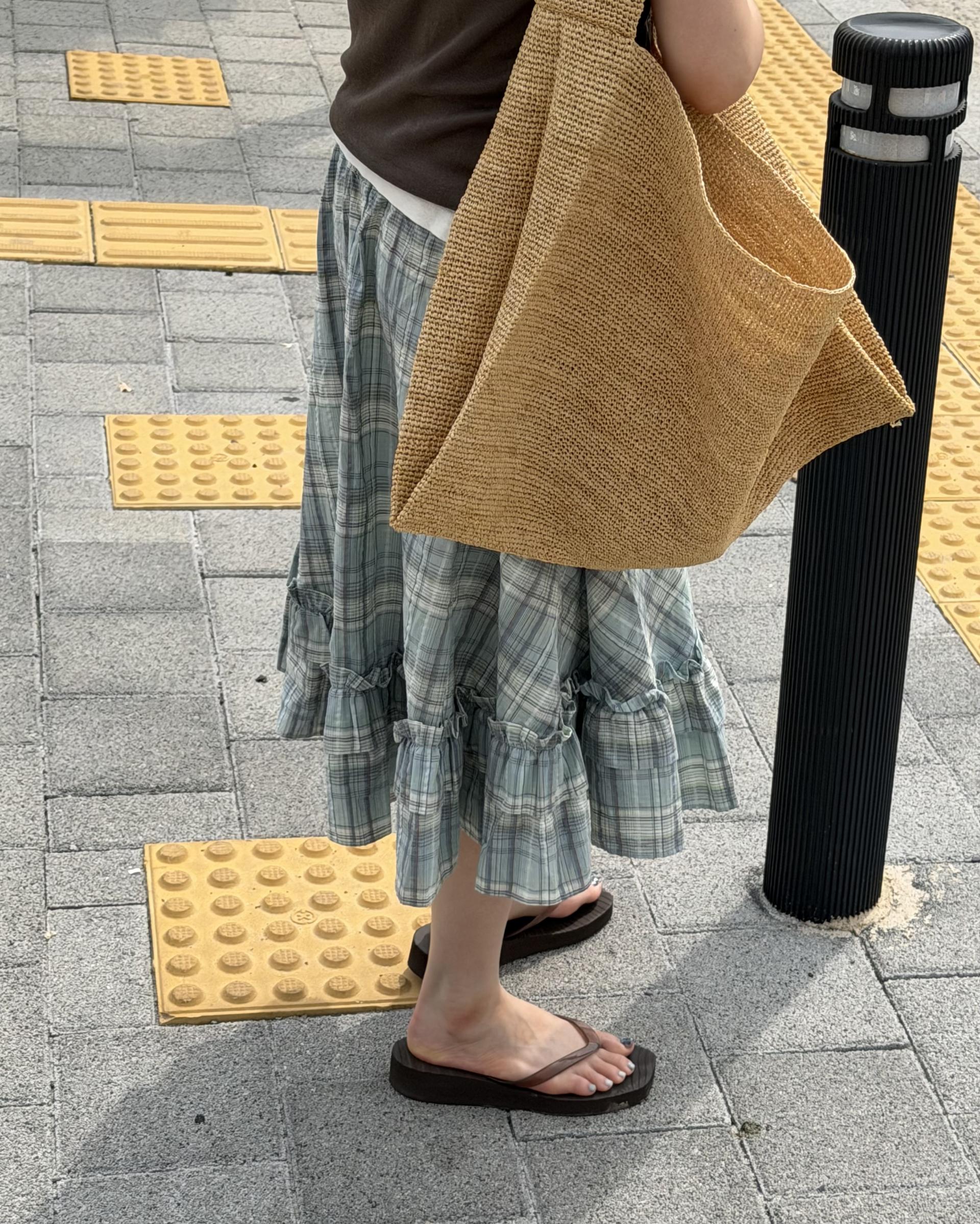 matilda check skirt (right mint/right yellow)