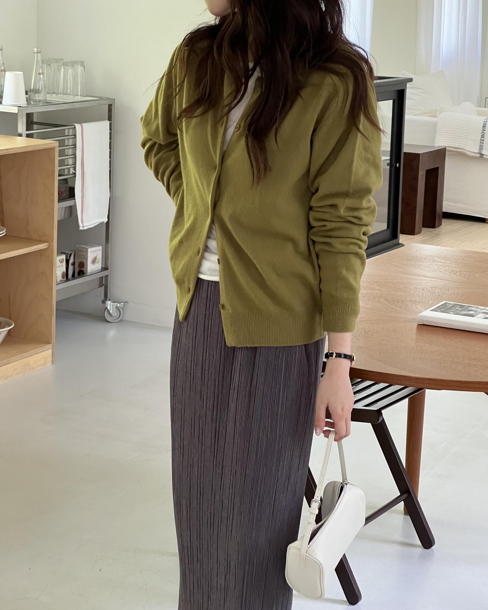 bowl round cardigan (grey/khaki/red)