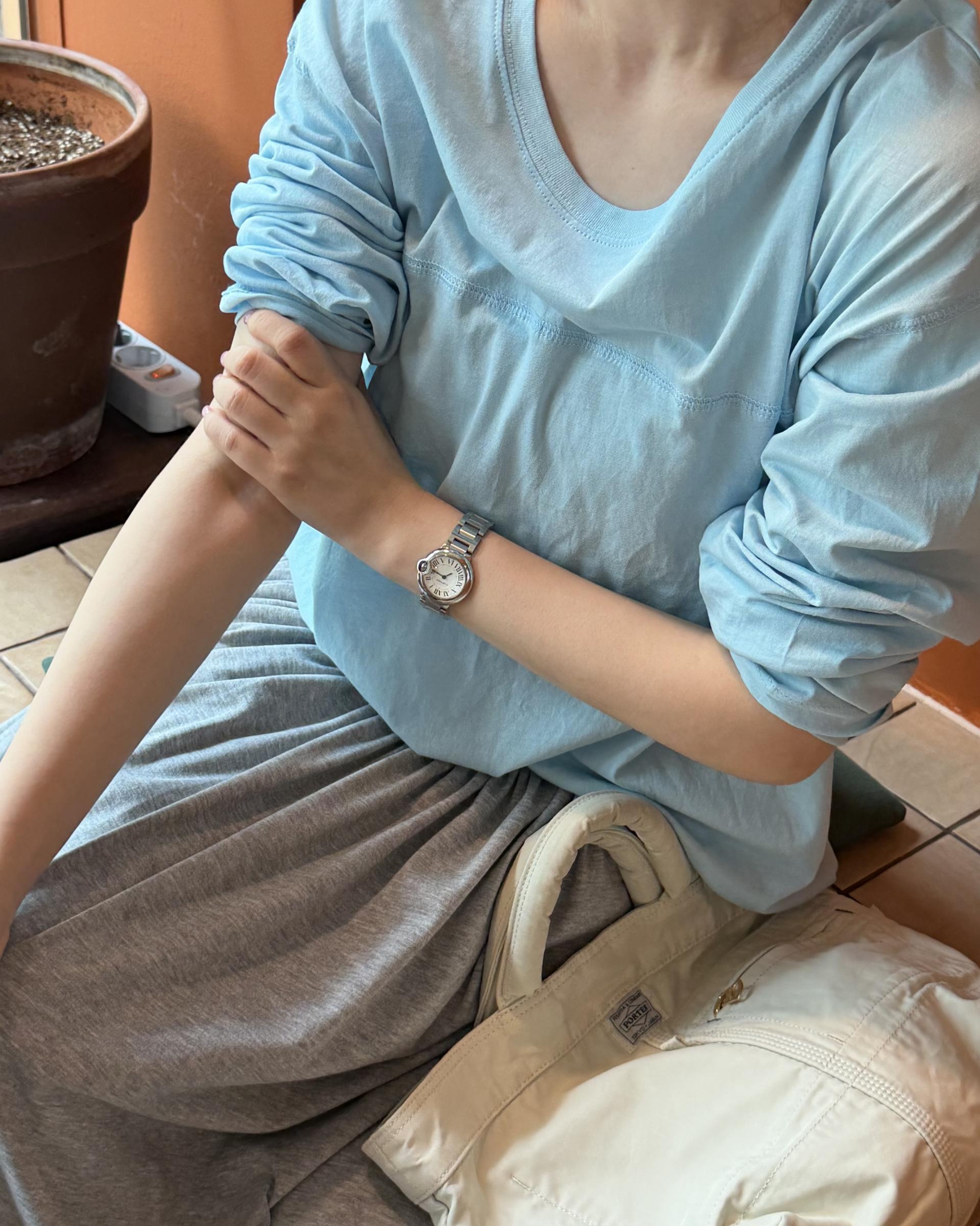 make shirring skirt (navy/grey)