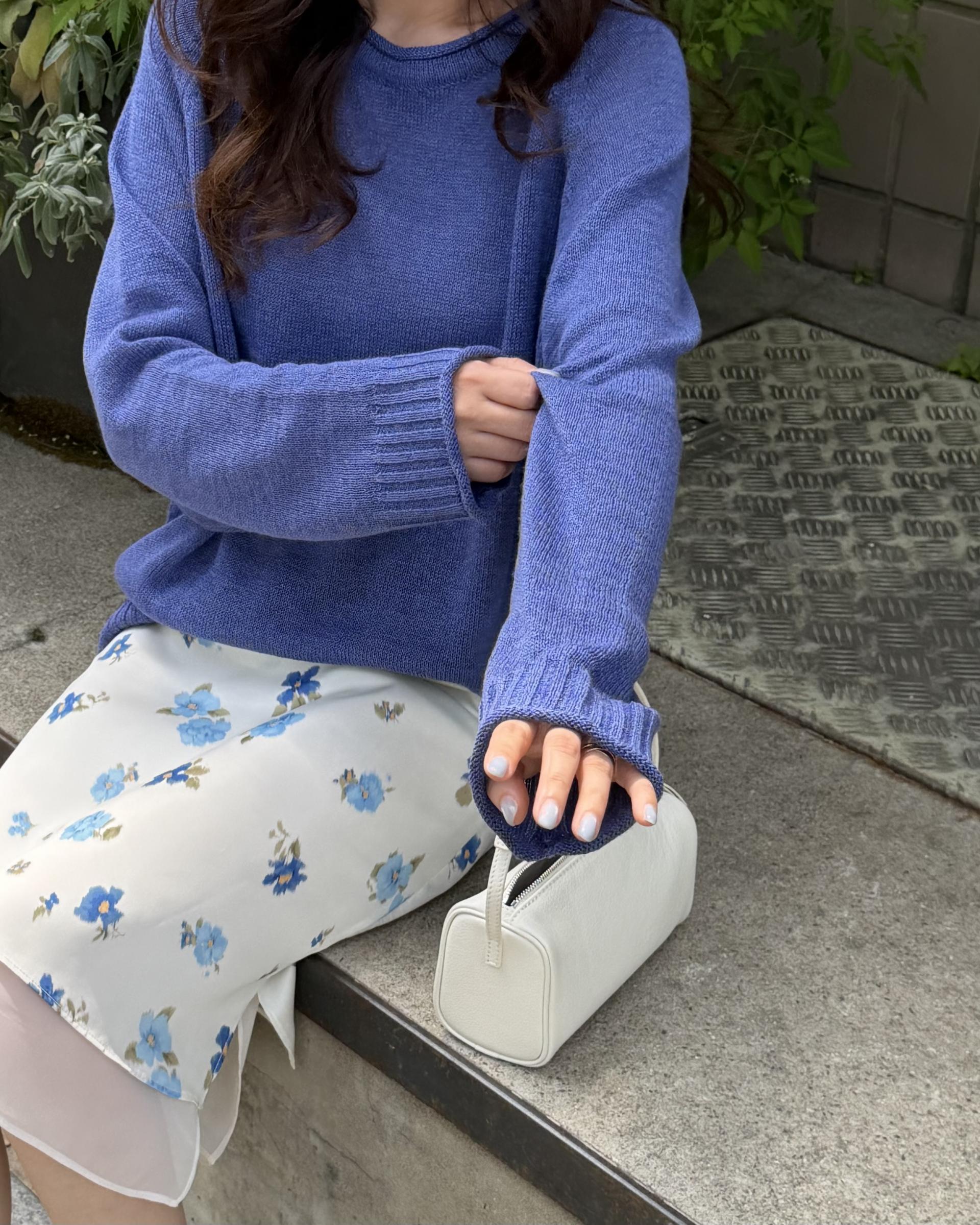 brew round knit (purple/cream)