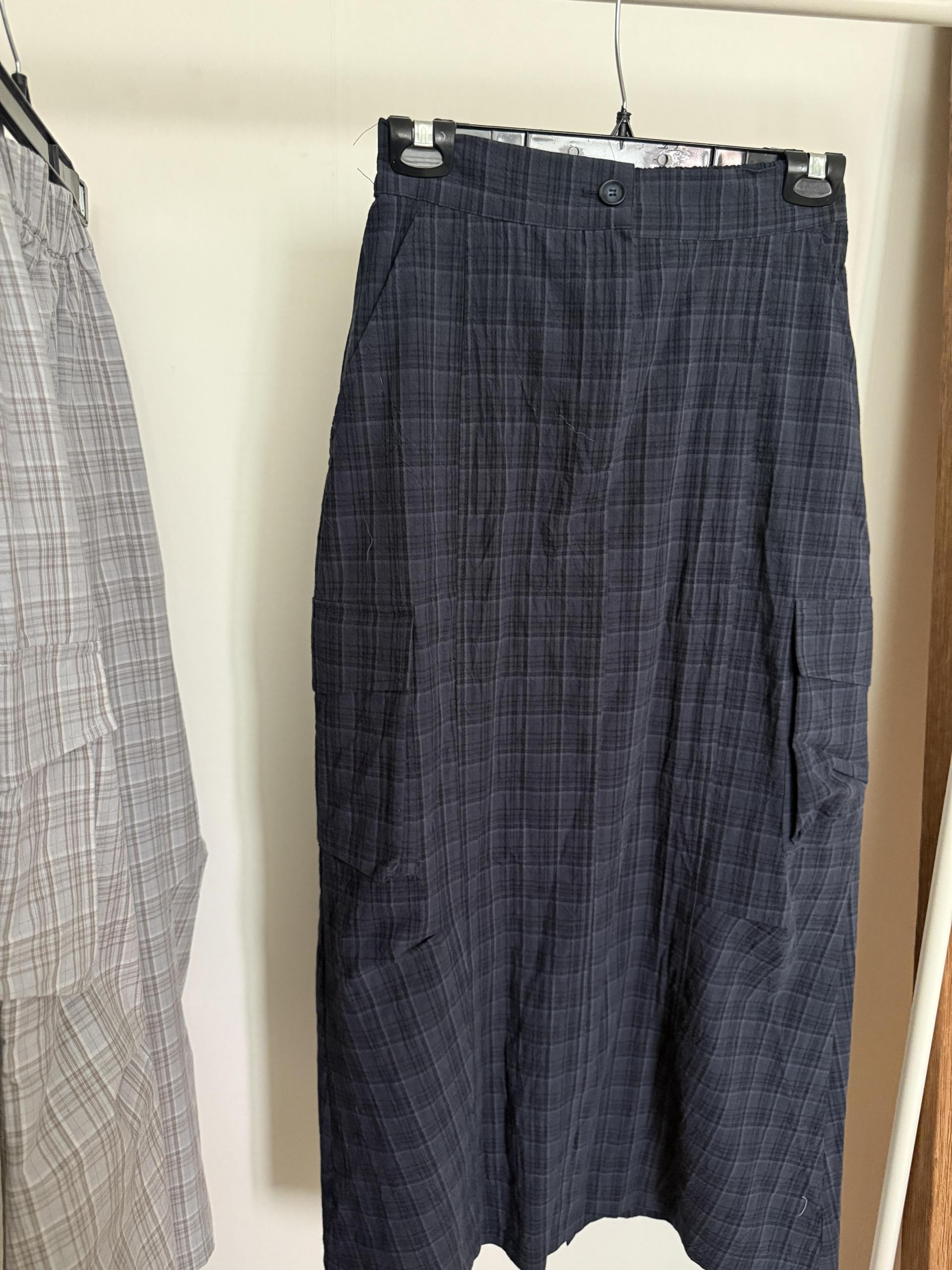 teddy check skirt (grey/navy)