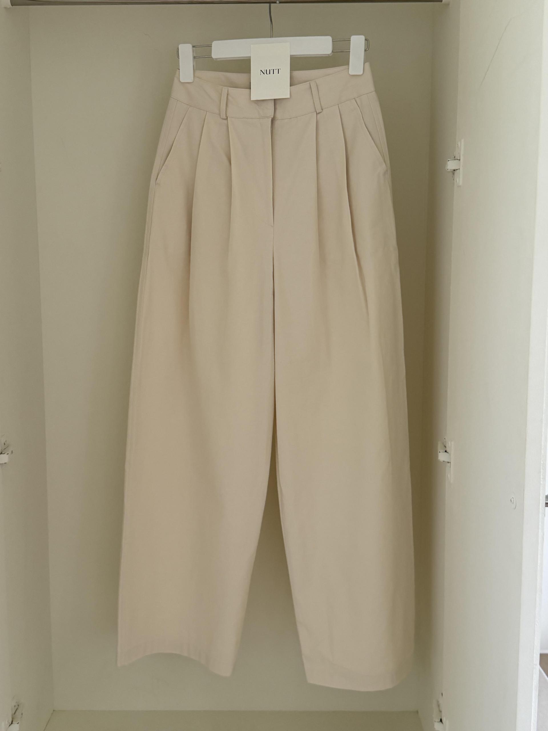 cotton pintuck pants (navy/cream/khaki)