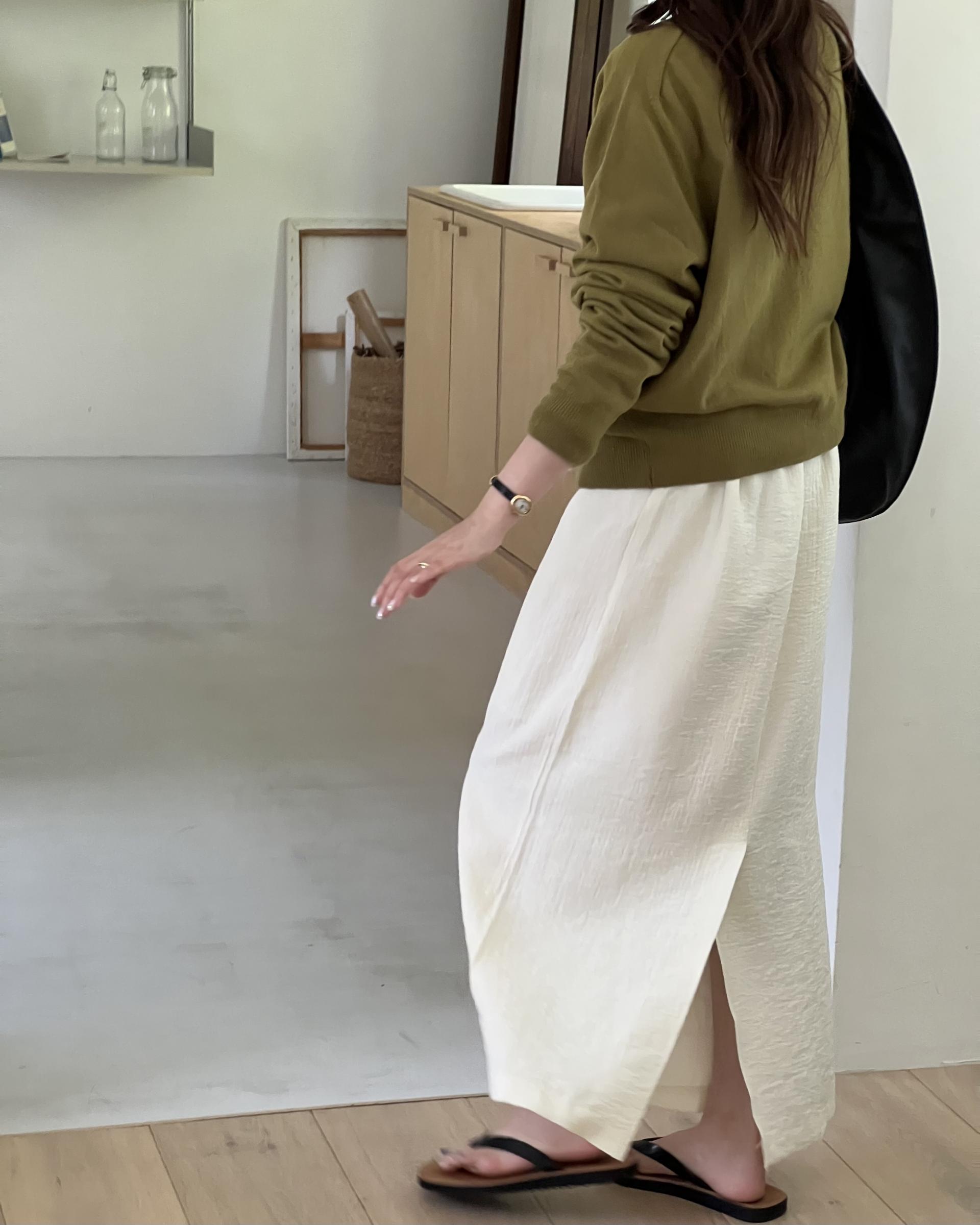 bowl round cardigan (grey/khaki/red)