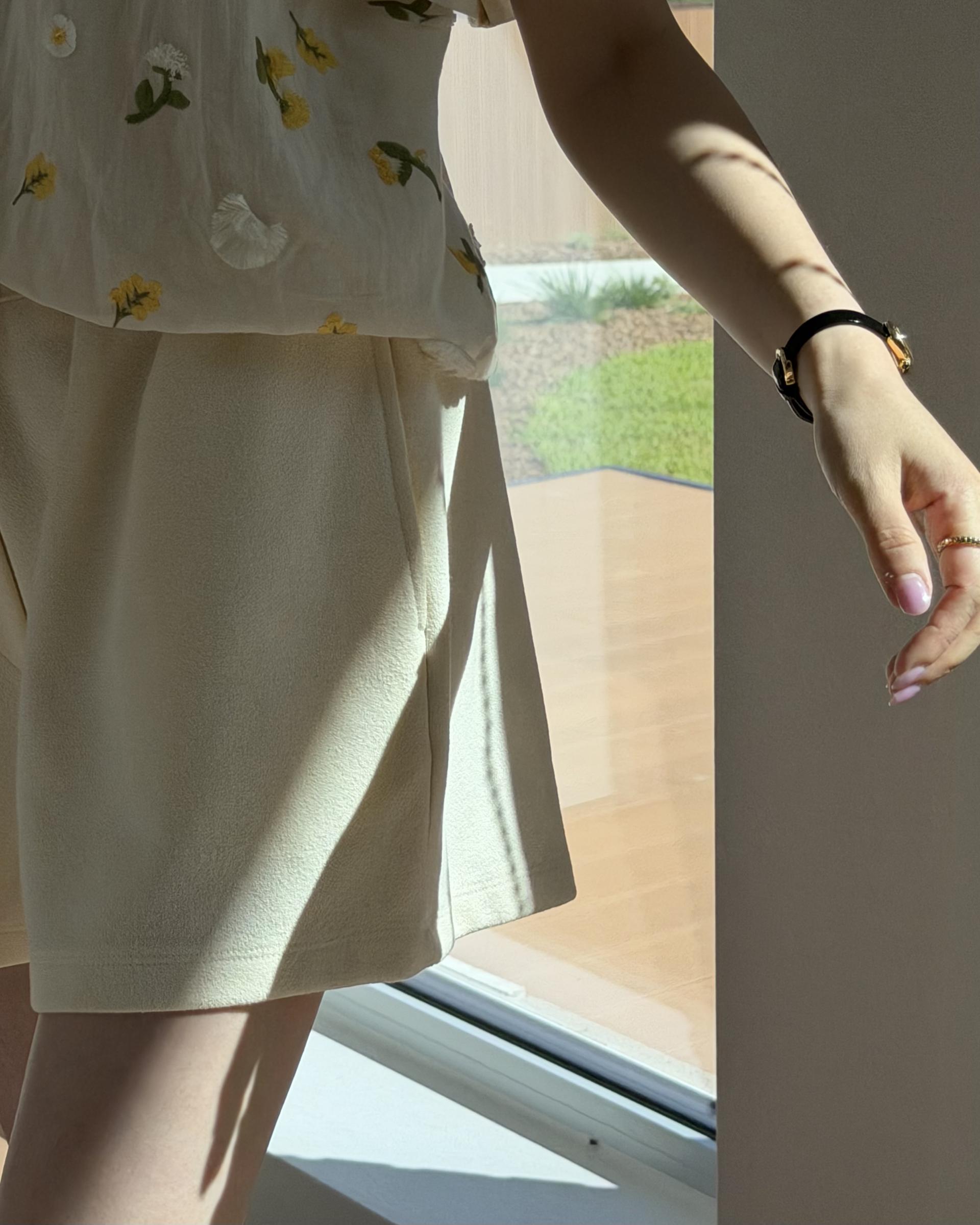 cream terry shorts