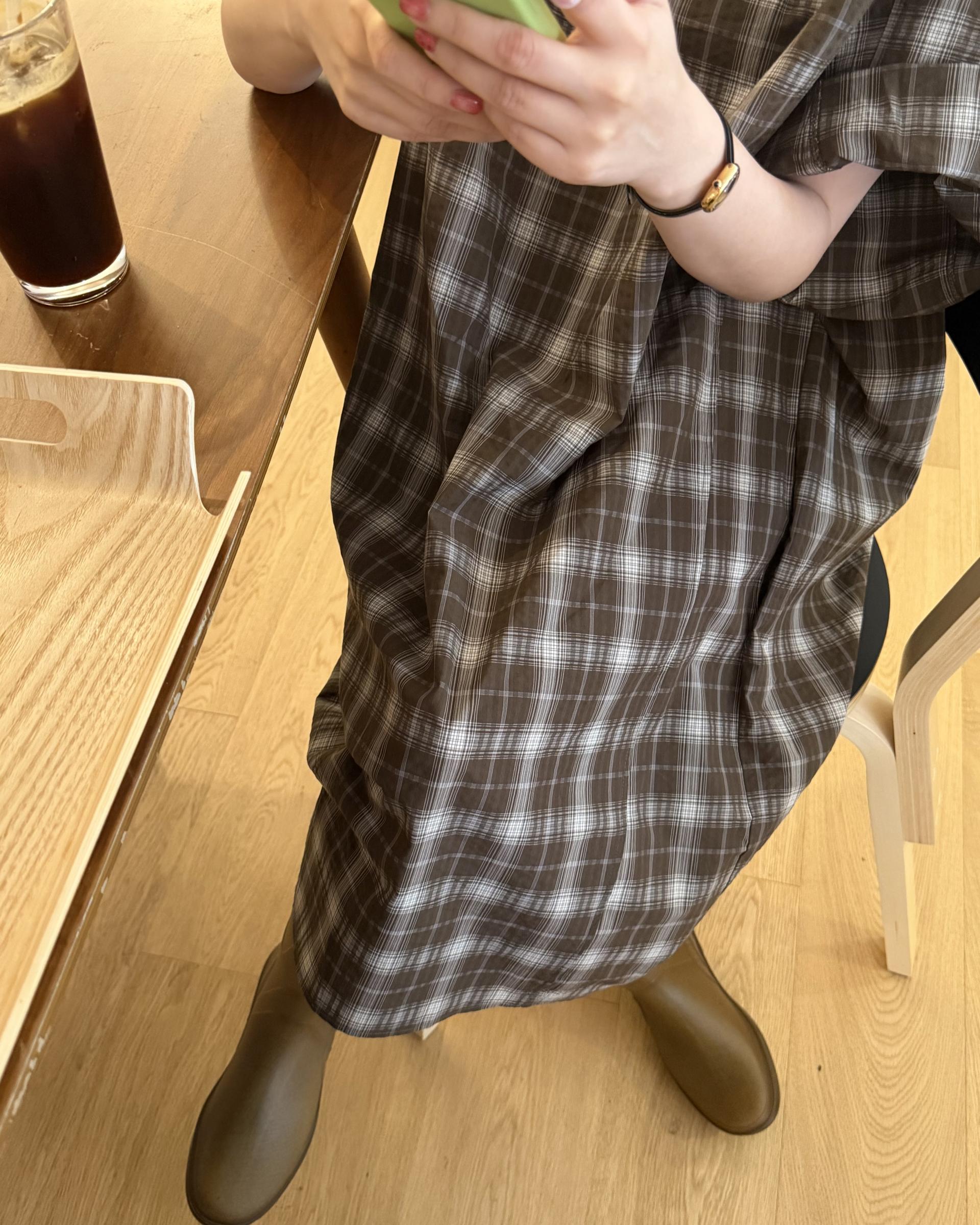 brioche check dress (mocha)