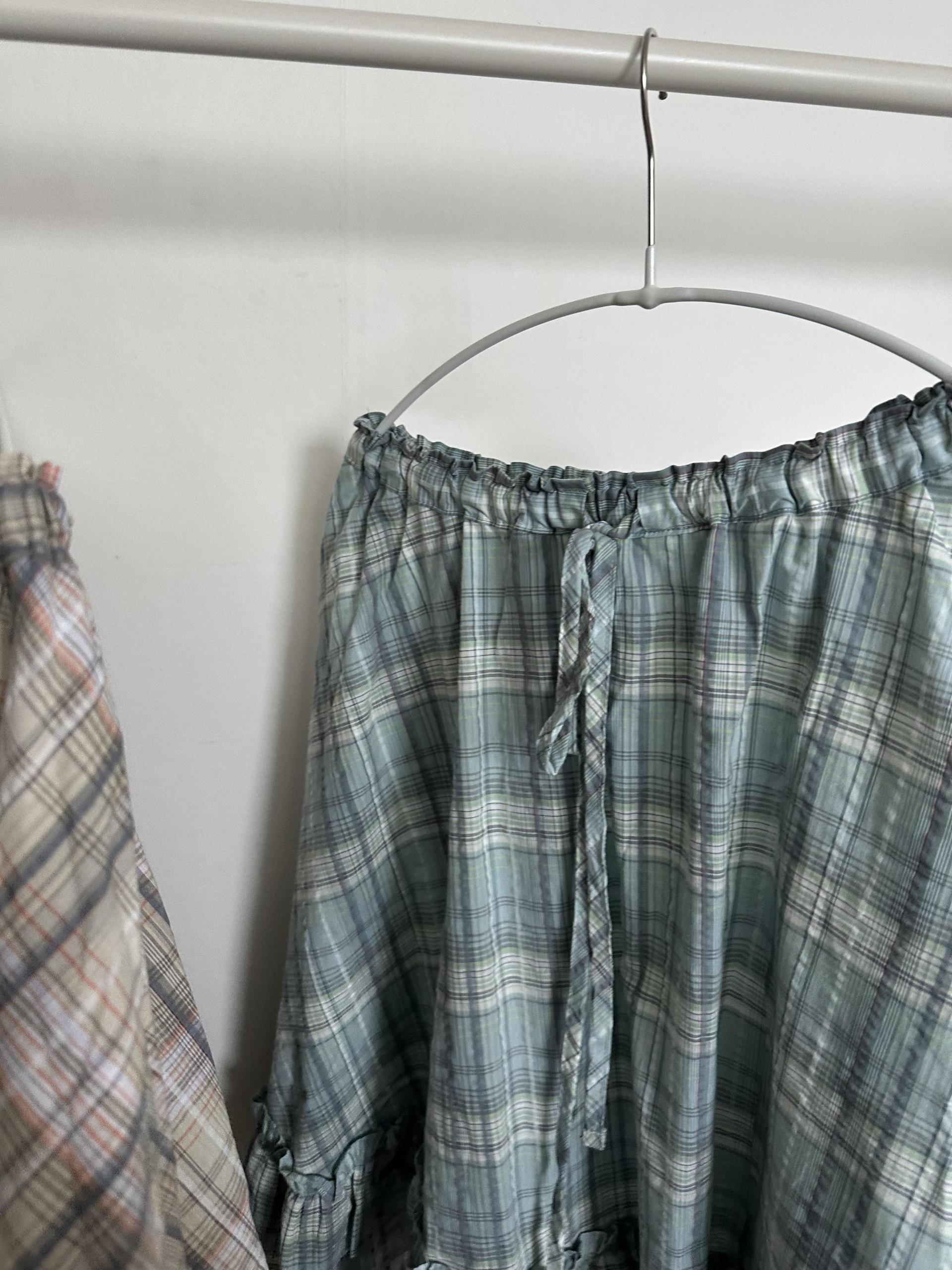 matilda check skirt (right mint/right yellow)