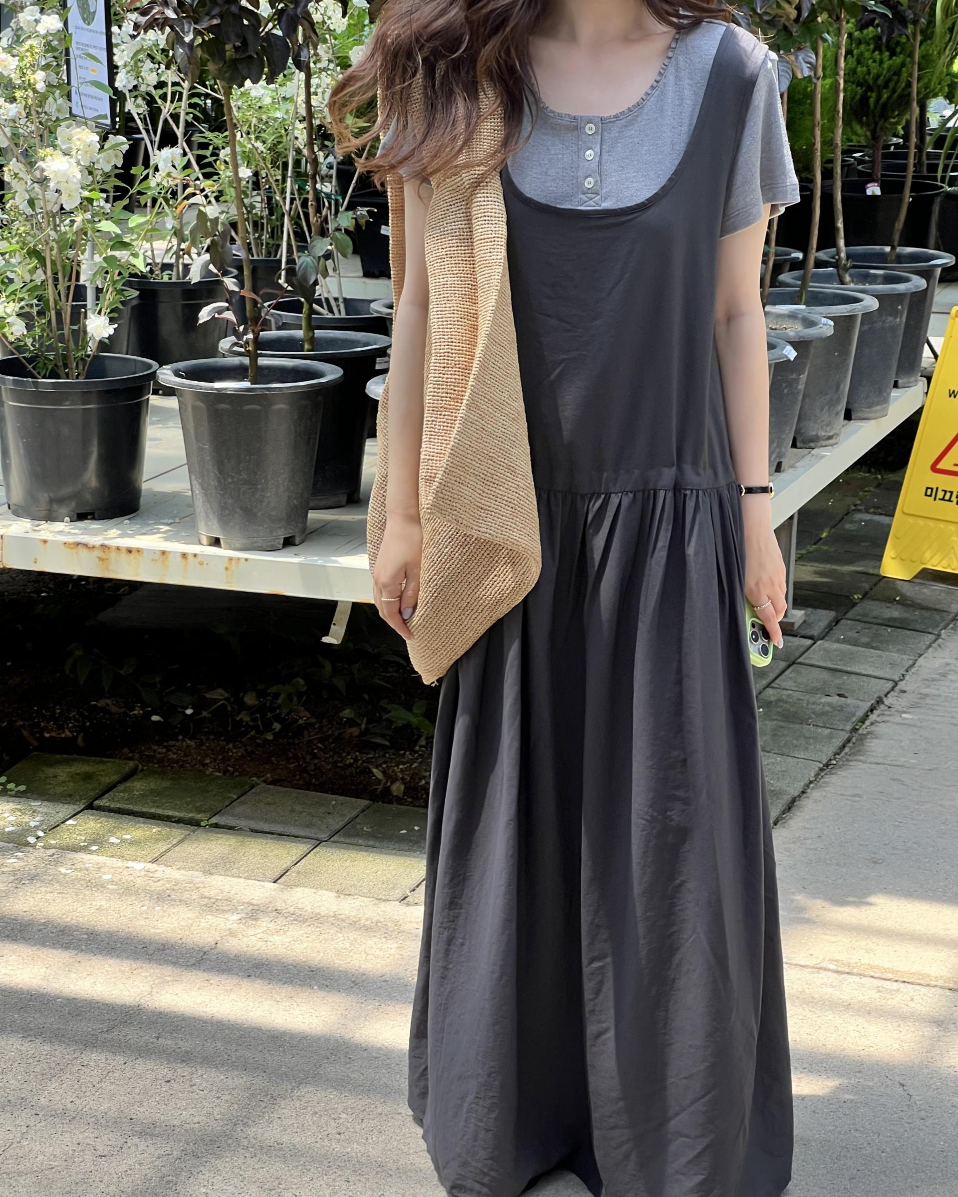 oatmeal dress (charcoal/cream)