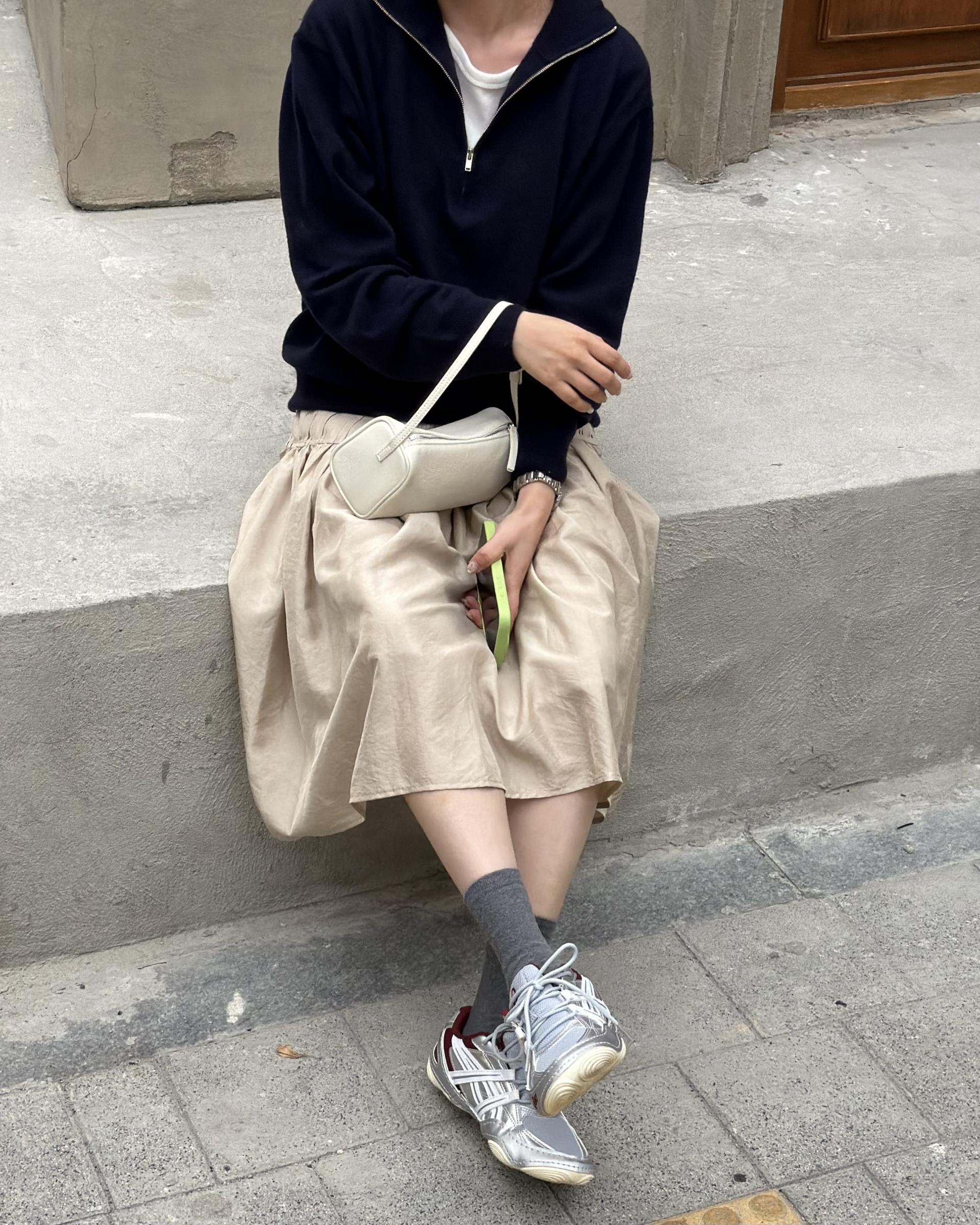coco knit zip-up (navy/beige/grey)
