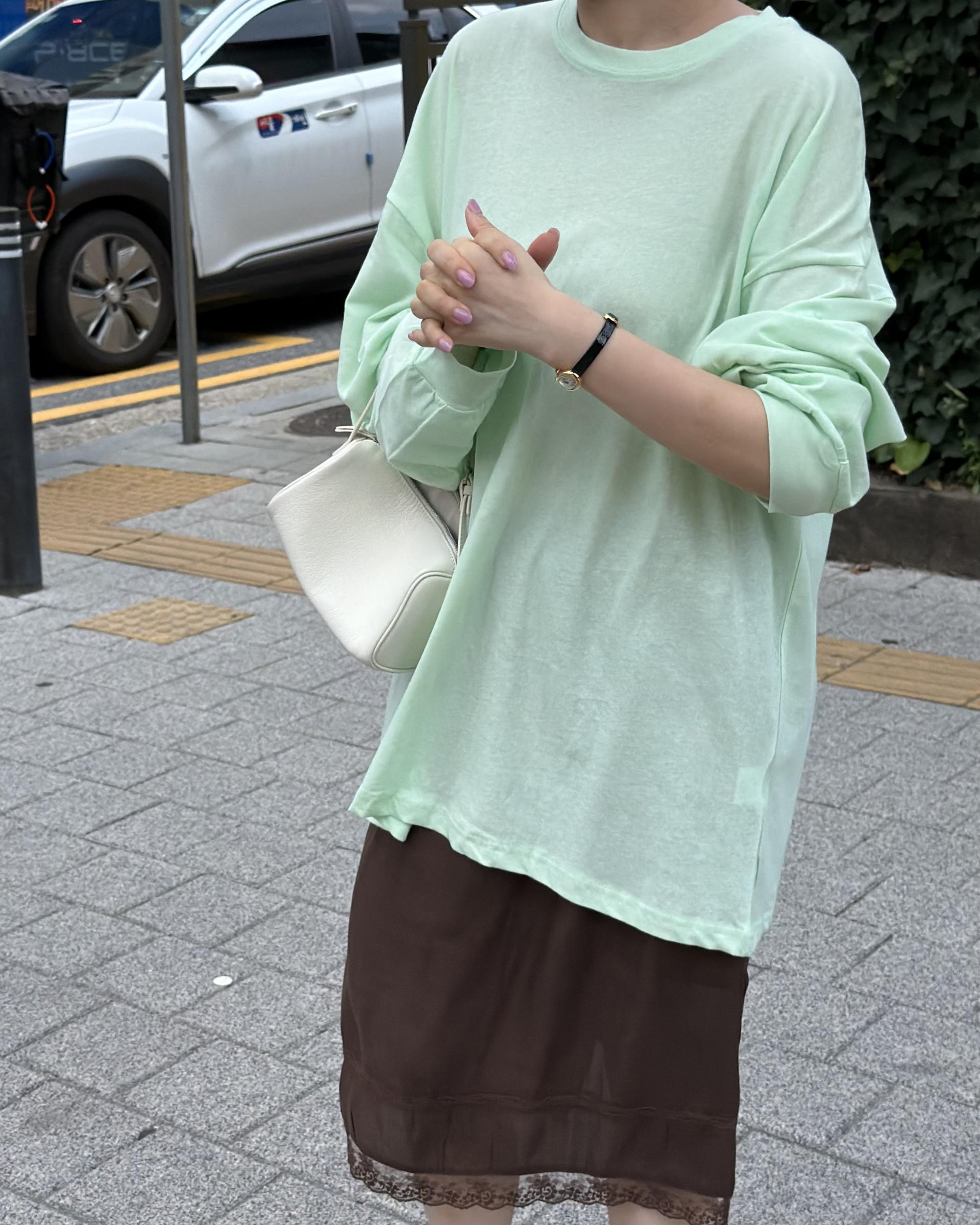 silk lace skirt (mint/brown)