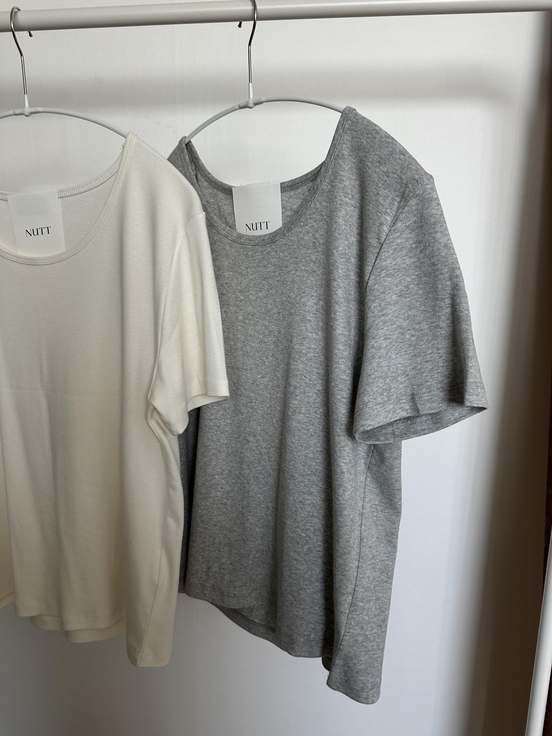 hul u-neck top (cream/melange grey)