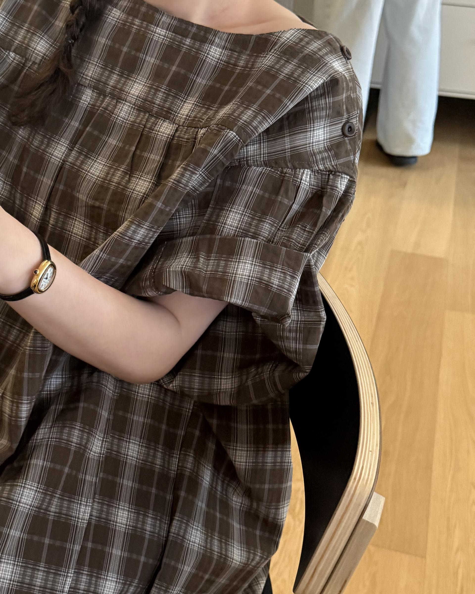 brioche check dress (mocha)