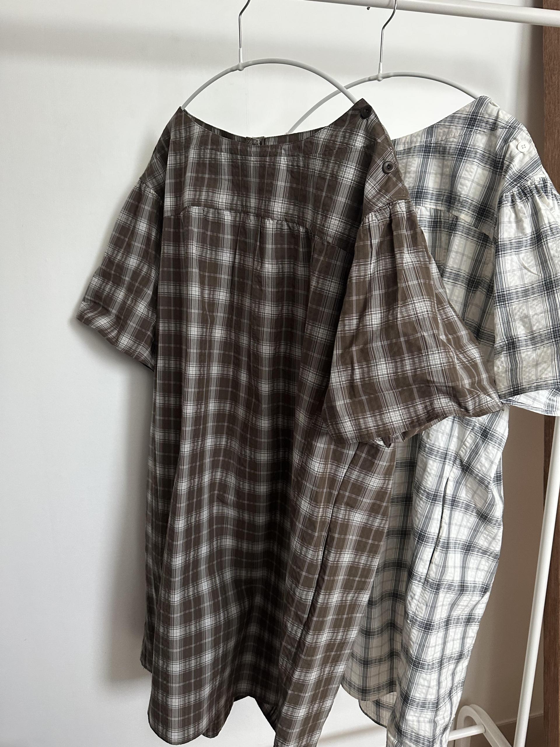 brioche check dress (cream)