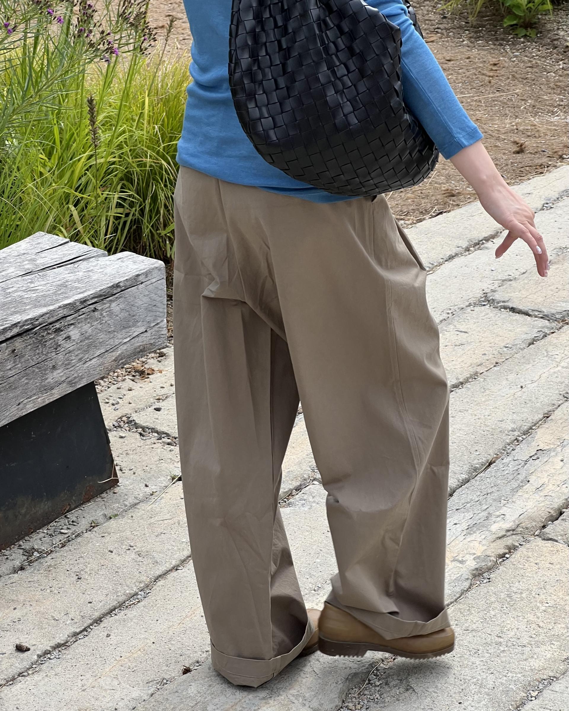 cotton pintuck pants (navy/cream/khaki)