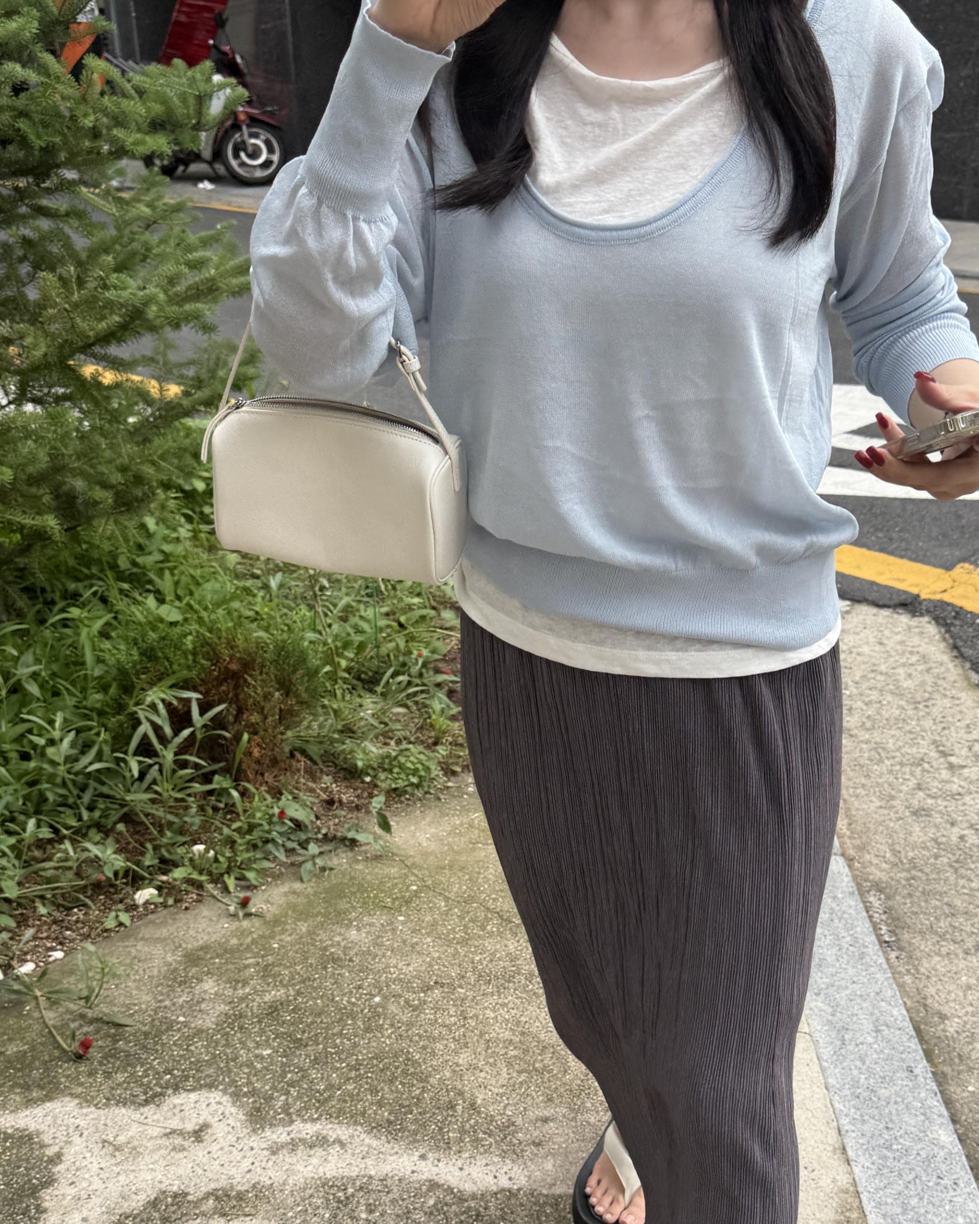 punch u-neck knit (mint/baby blue)소재