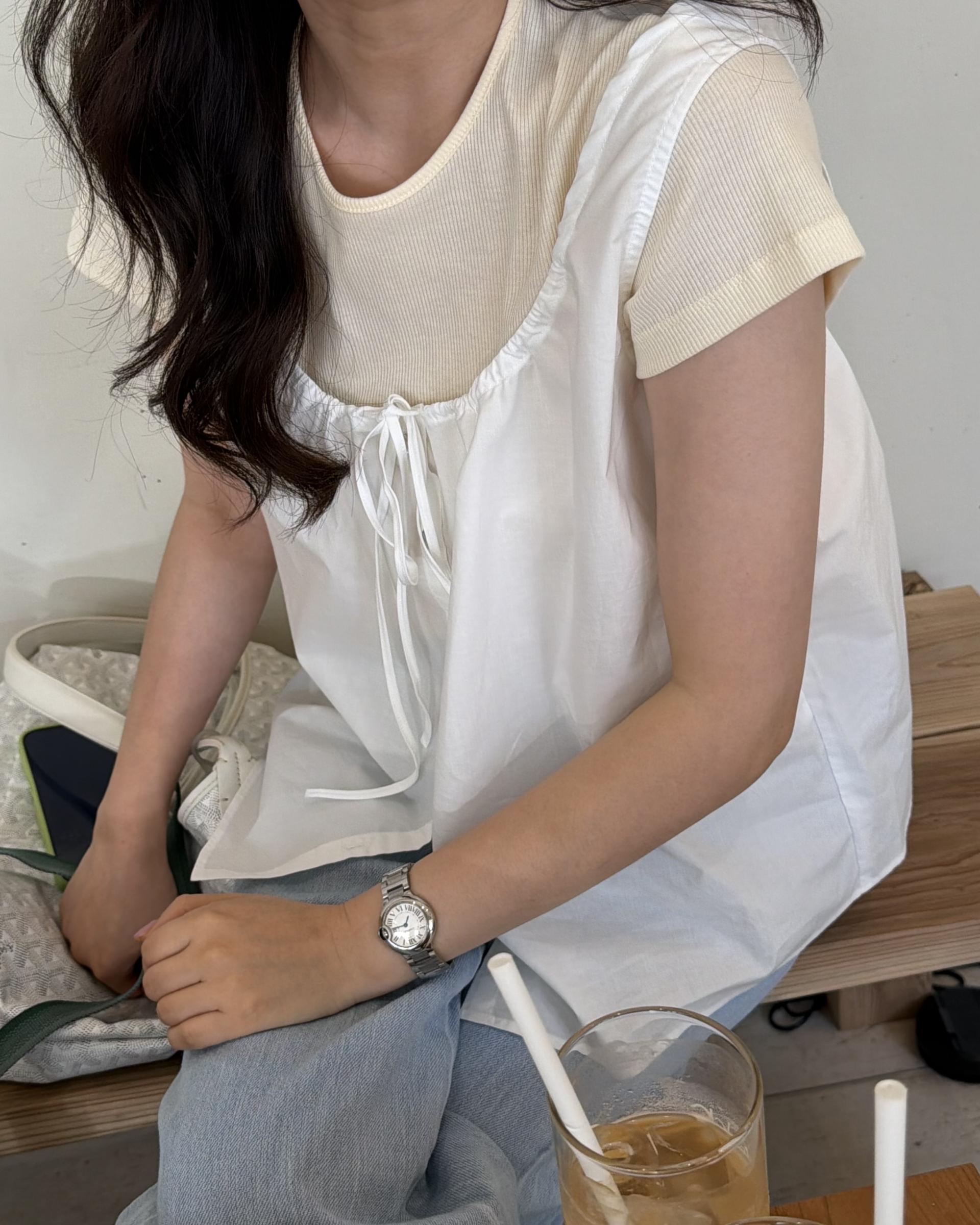 dew blouse (charcoal/white)