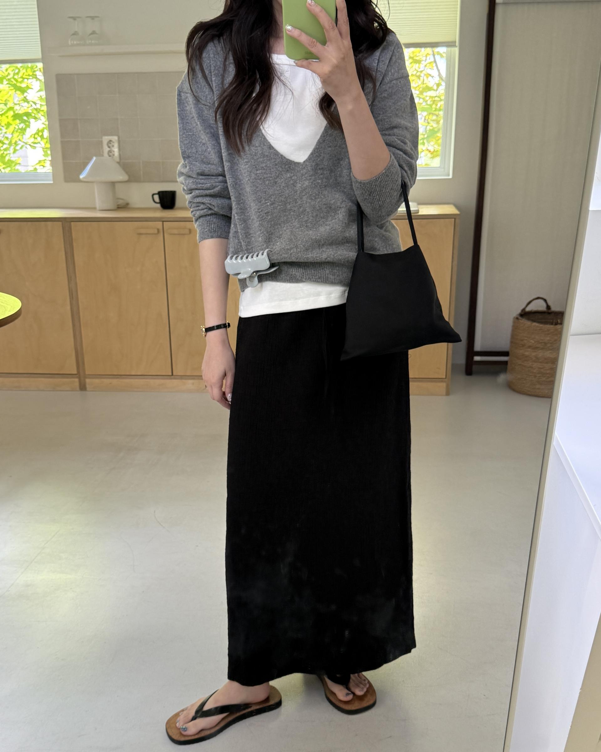 base wrinkle skirt (black/cream)