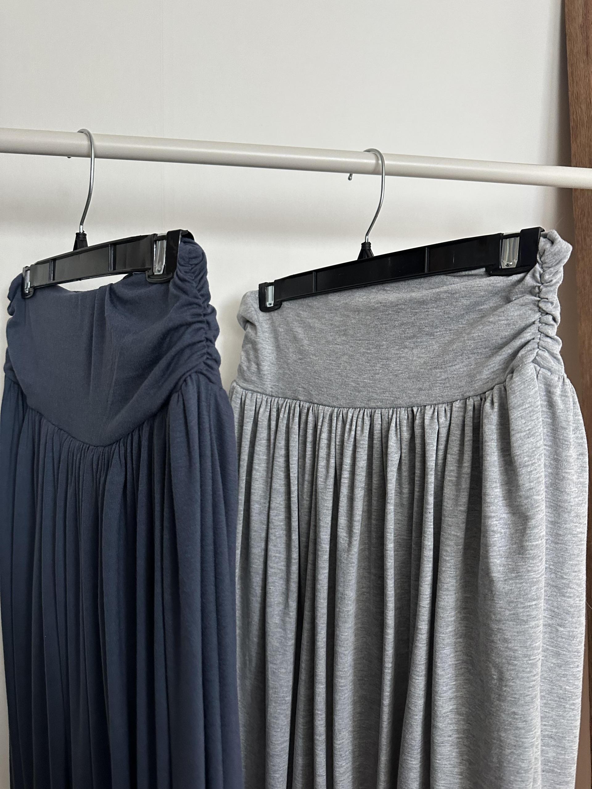 make shirring skirt (navy/grey)