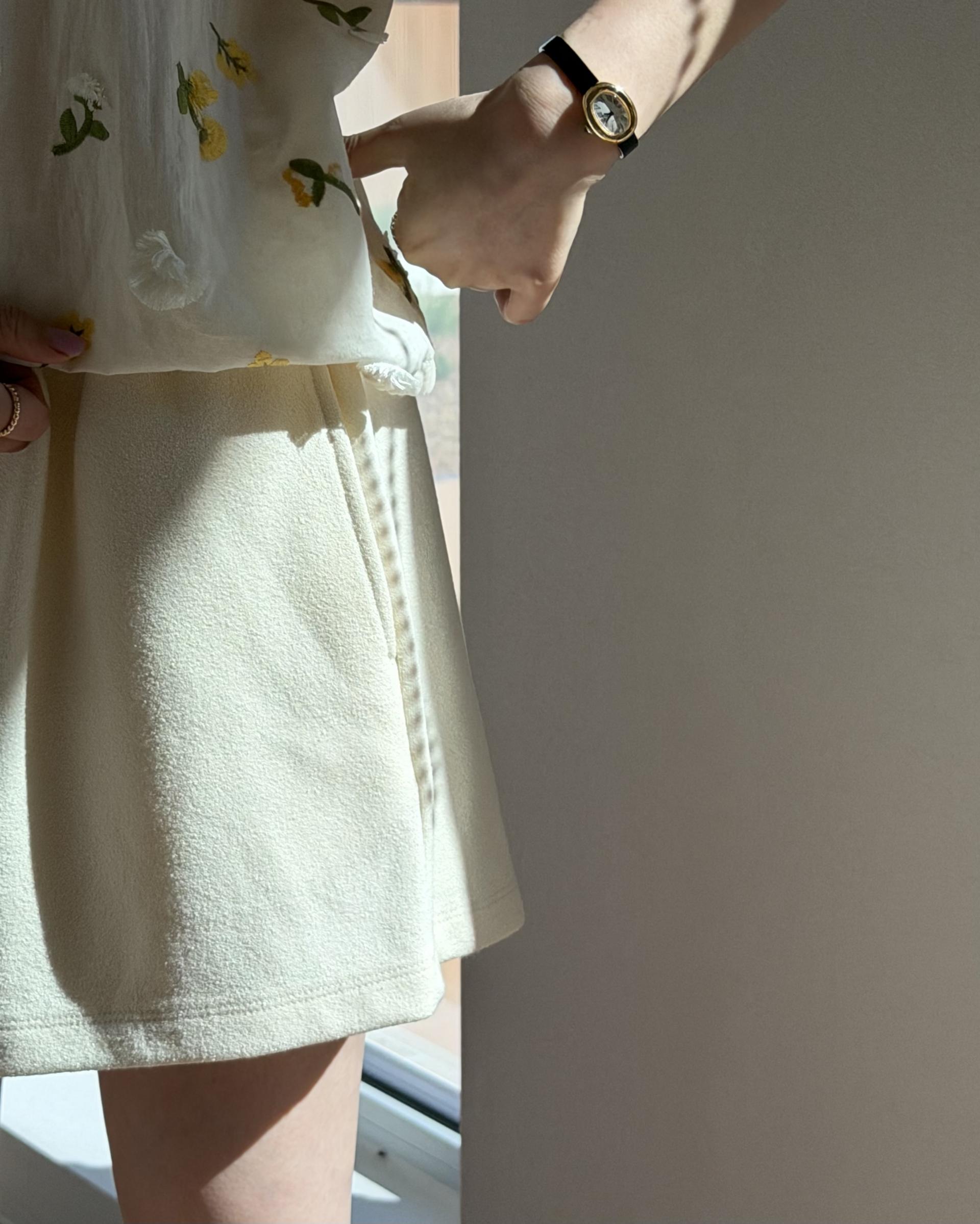 cream terry shorts