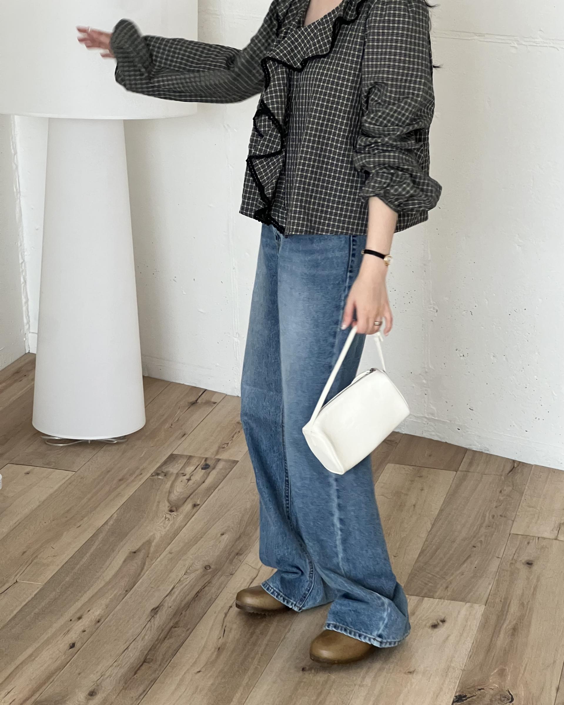 sally frill blouse (check)