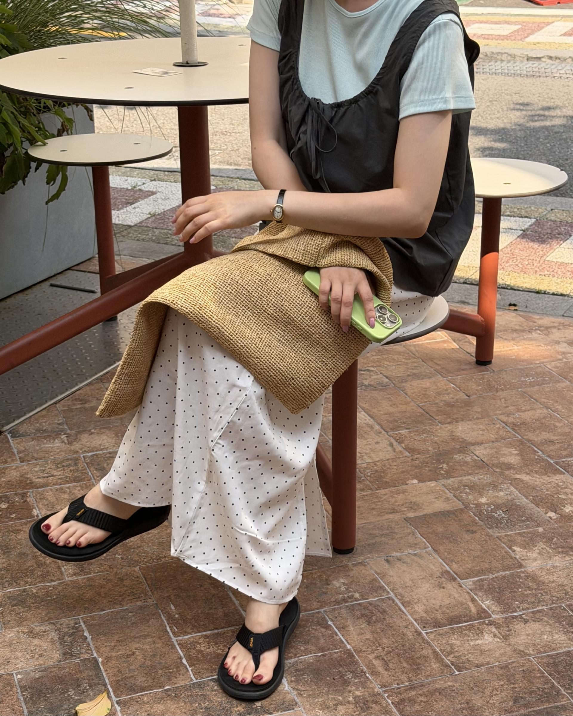 dot maxi skirt