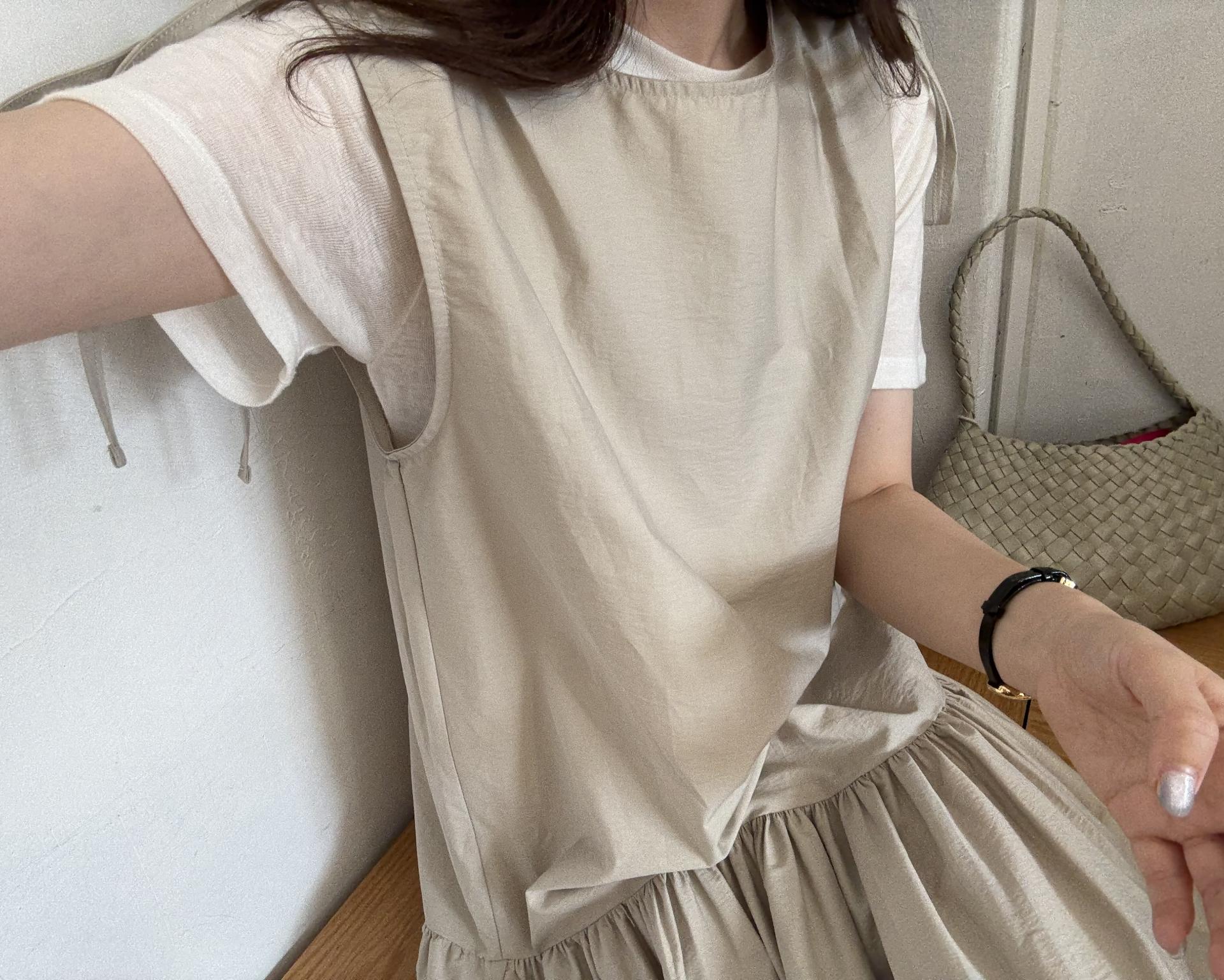 butter ribbon dress (beige/white)