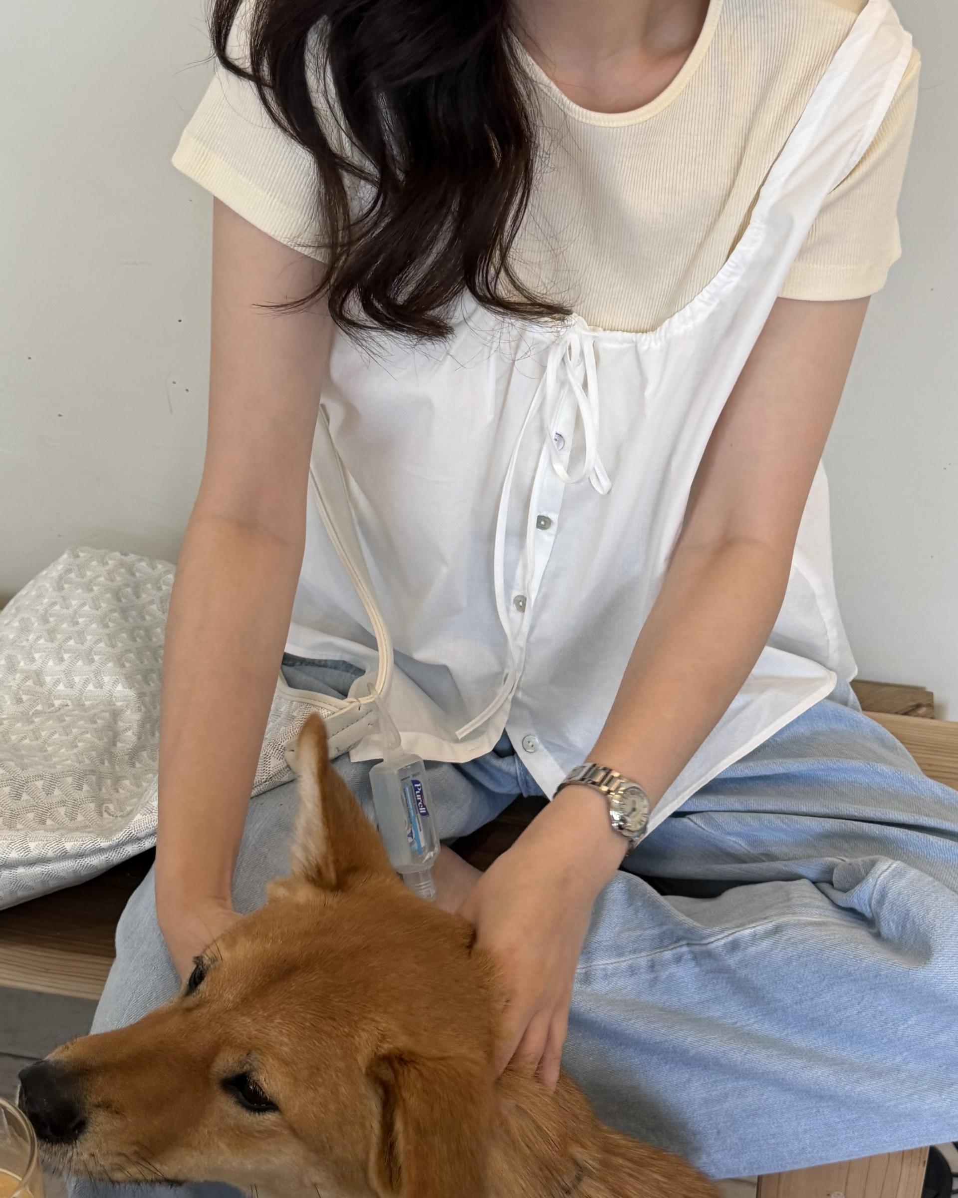 dew blouse (charcoal/white)