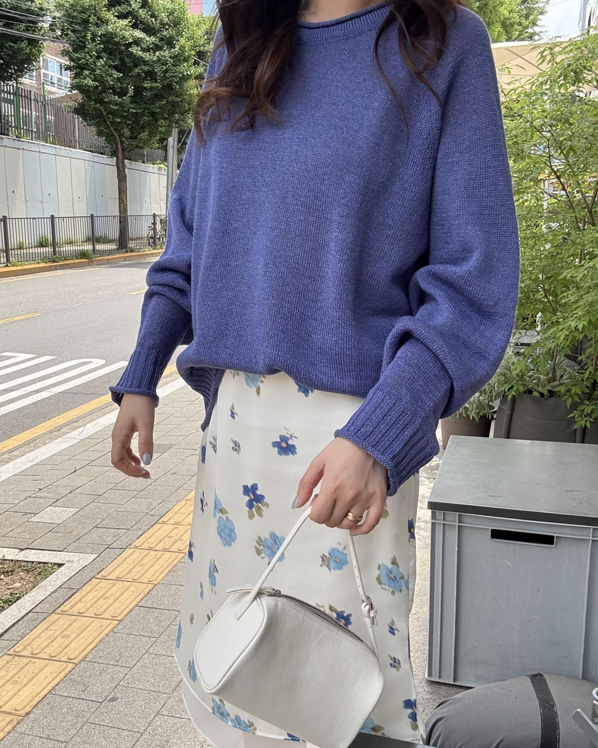 brew round knit (purple/cream)