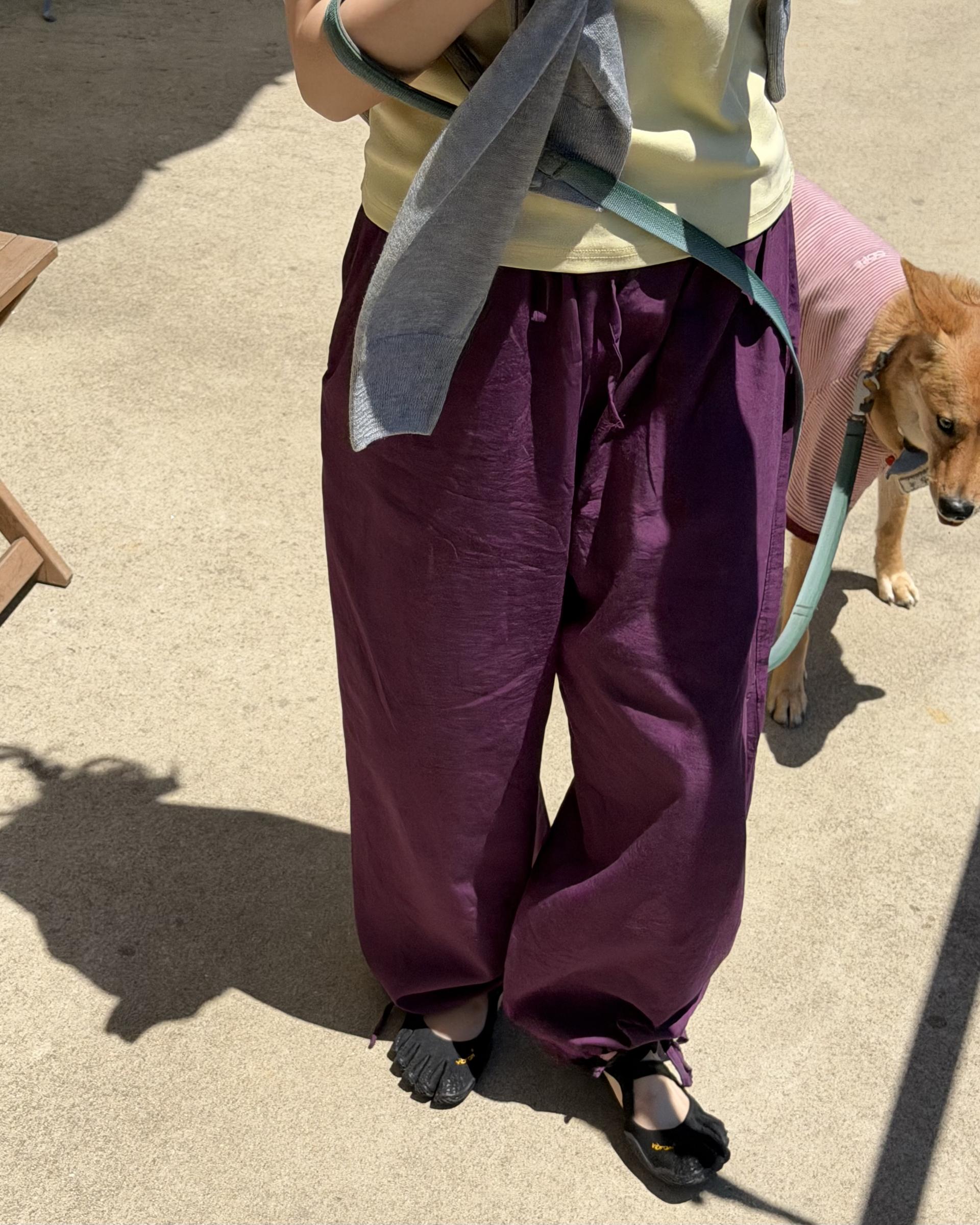 boat linen pants (purple/green)