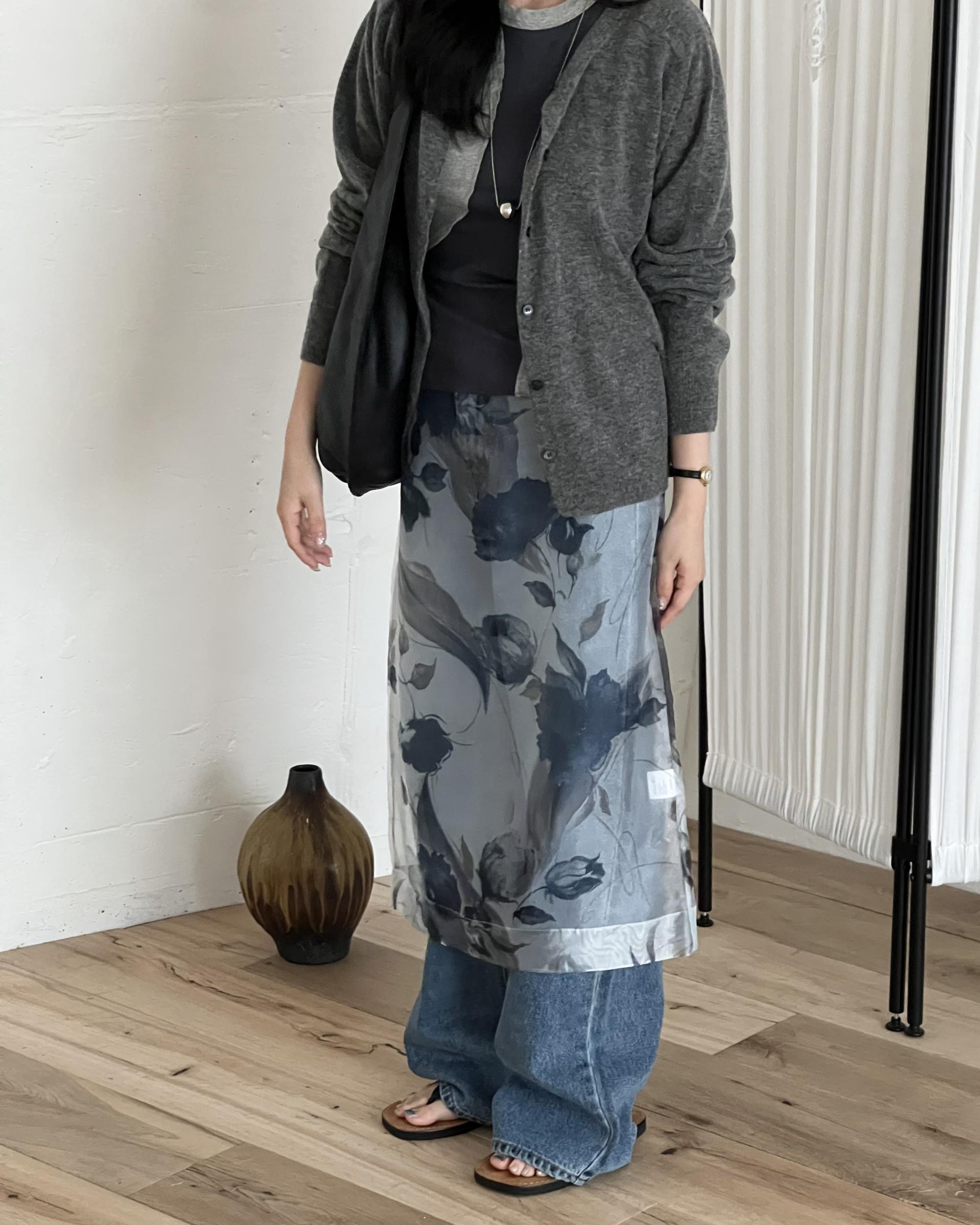 bowl round cardigan (grey/khaki/red)