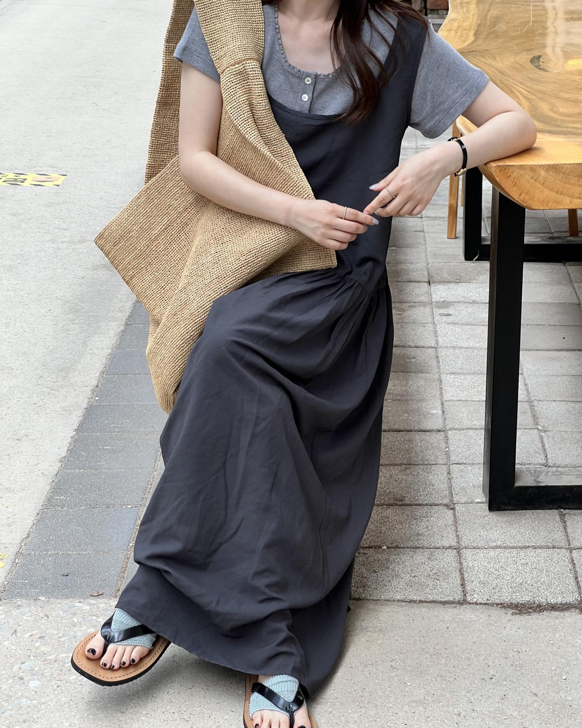 oatmeal dress (charcoal/cream)