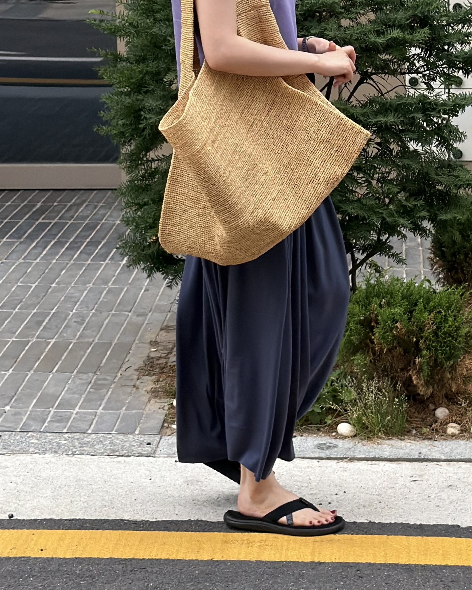 make shirring skirt (navy/grey)