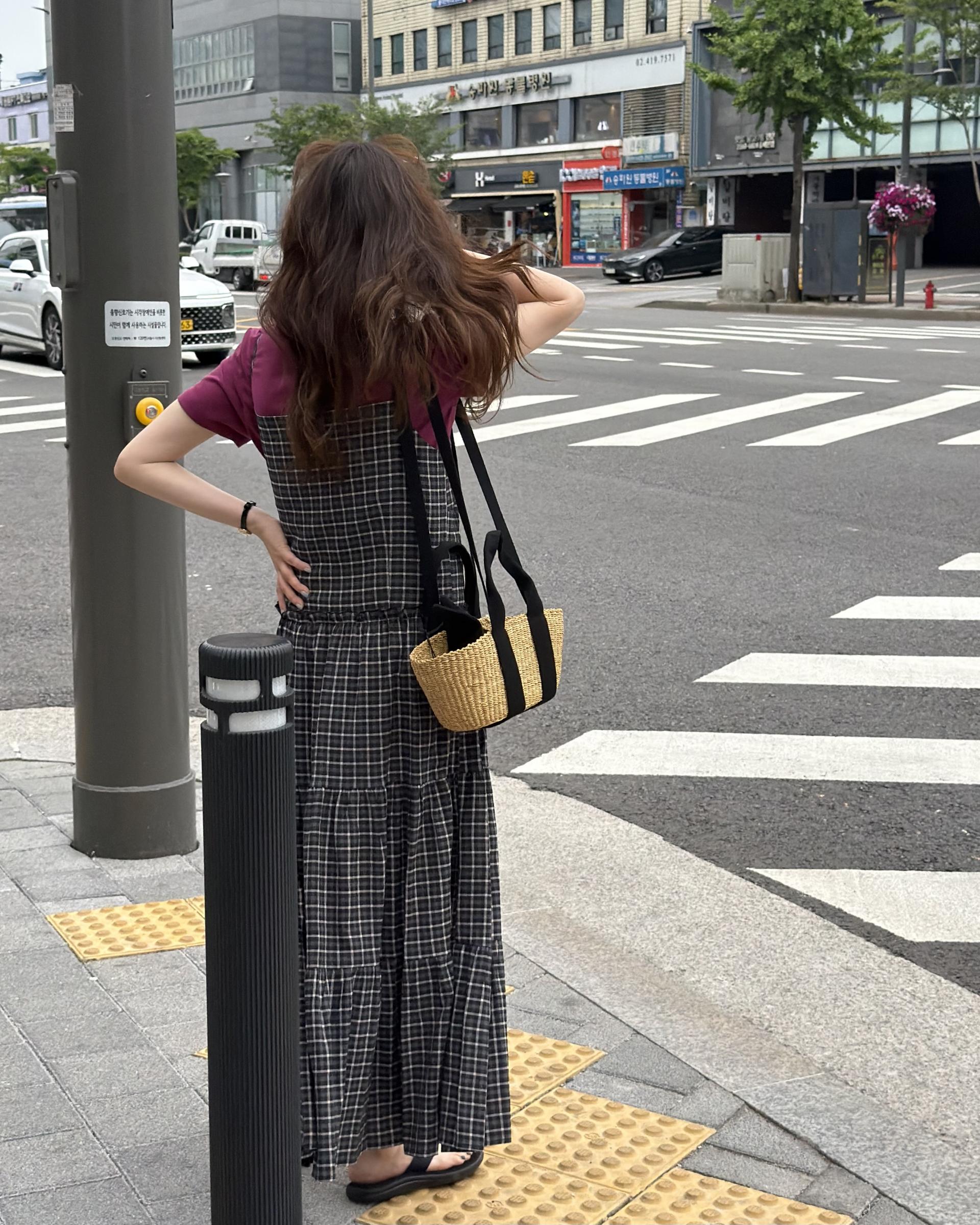 kate check dress (black/blue)