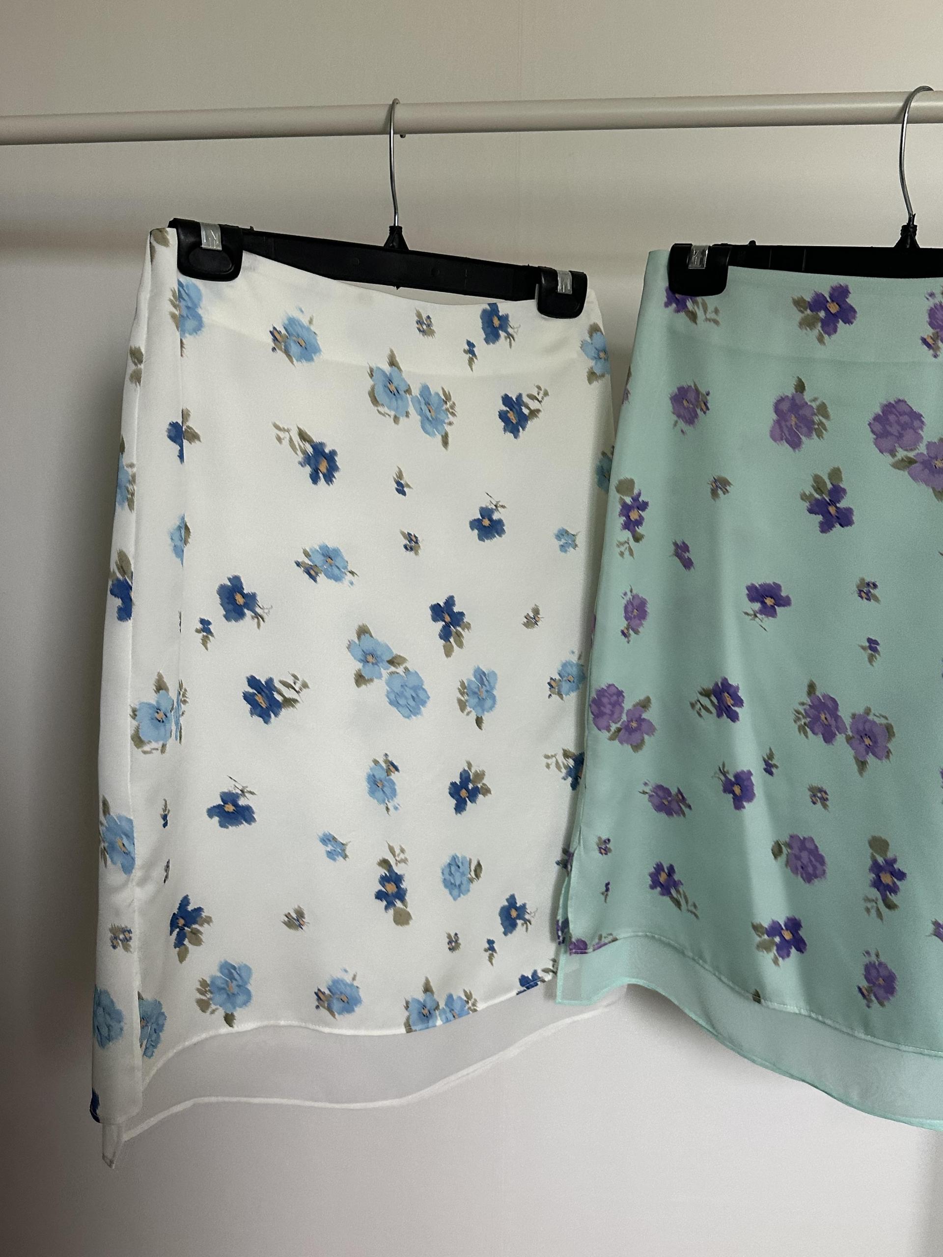 zen flower skirt (cream/mint)