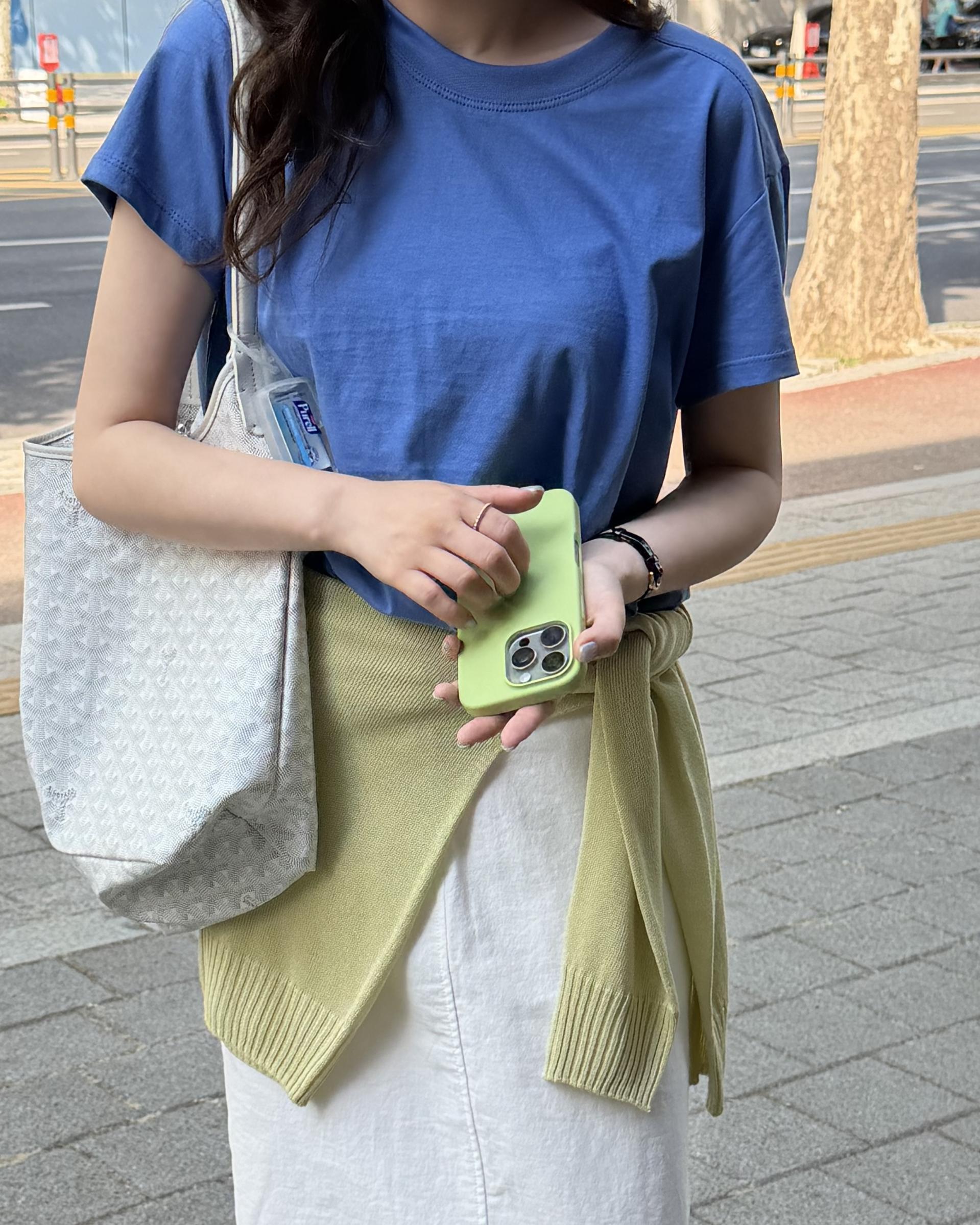 mile top (aqua blue/melange/white) 완
