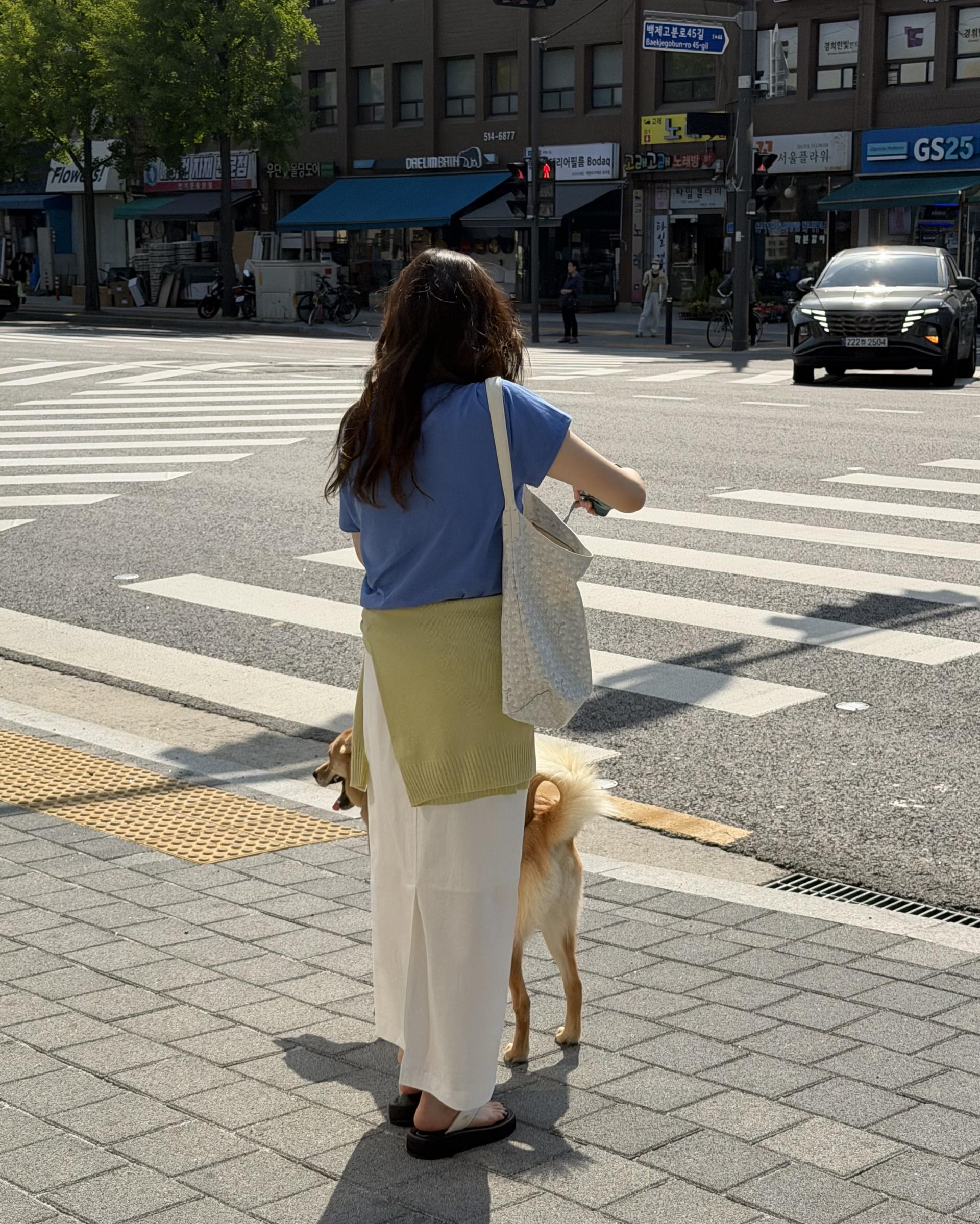 mile top (aqua blue/melange/white) 완