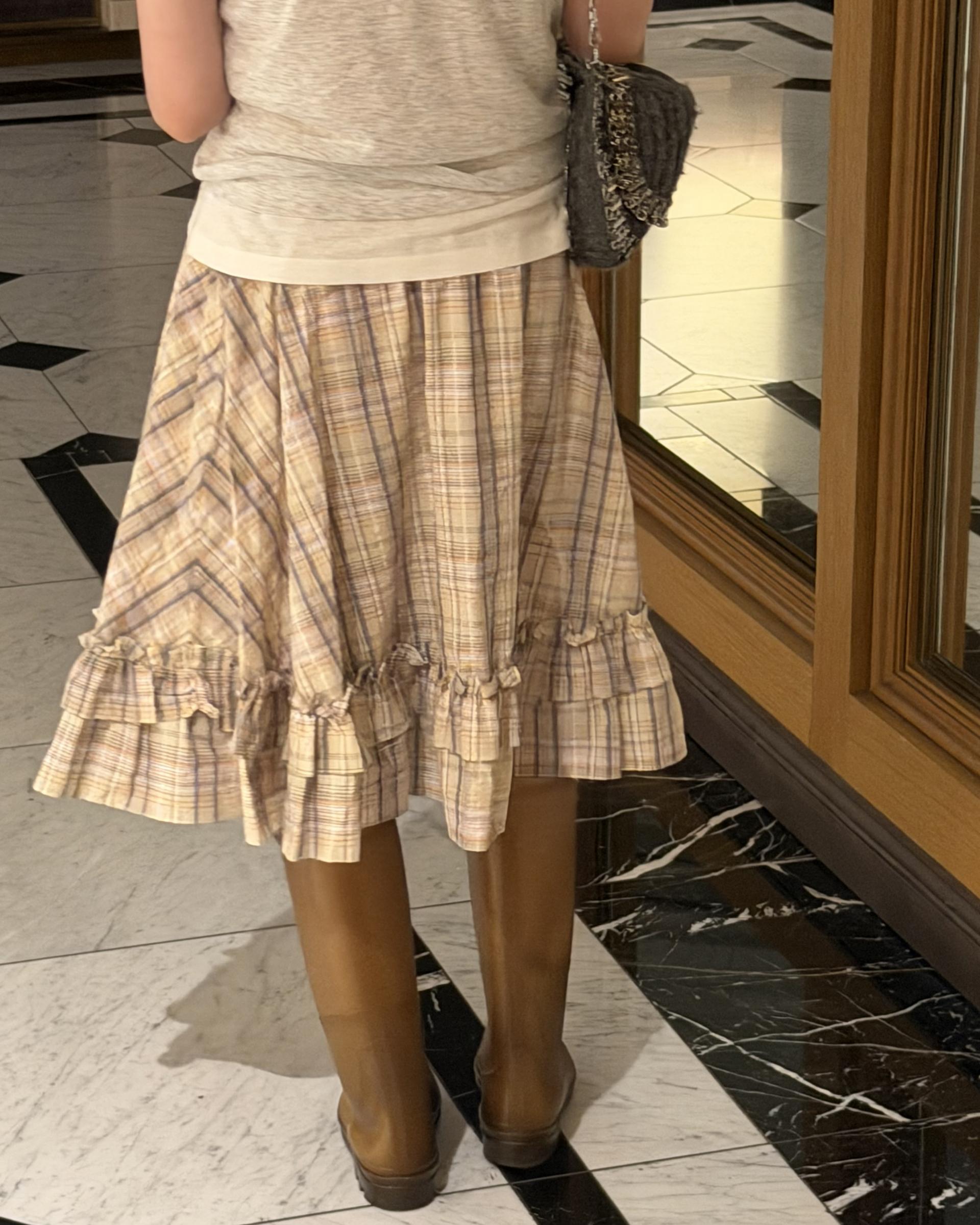 matilda check skirt (right mint/right yellow)