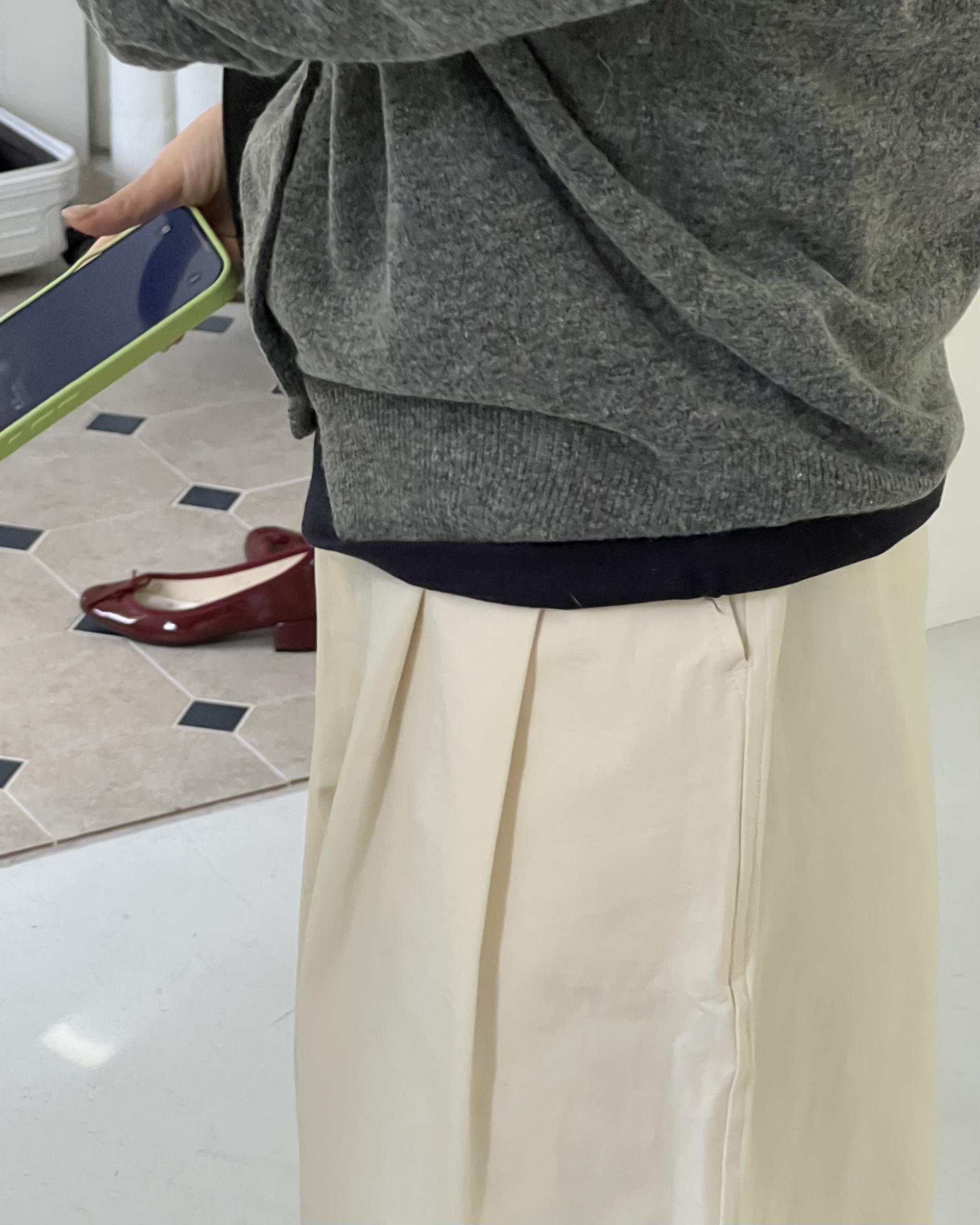 cotton pintuck pants (navy/cream/khaki)