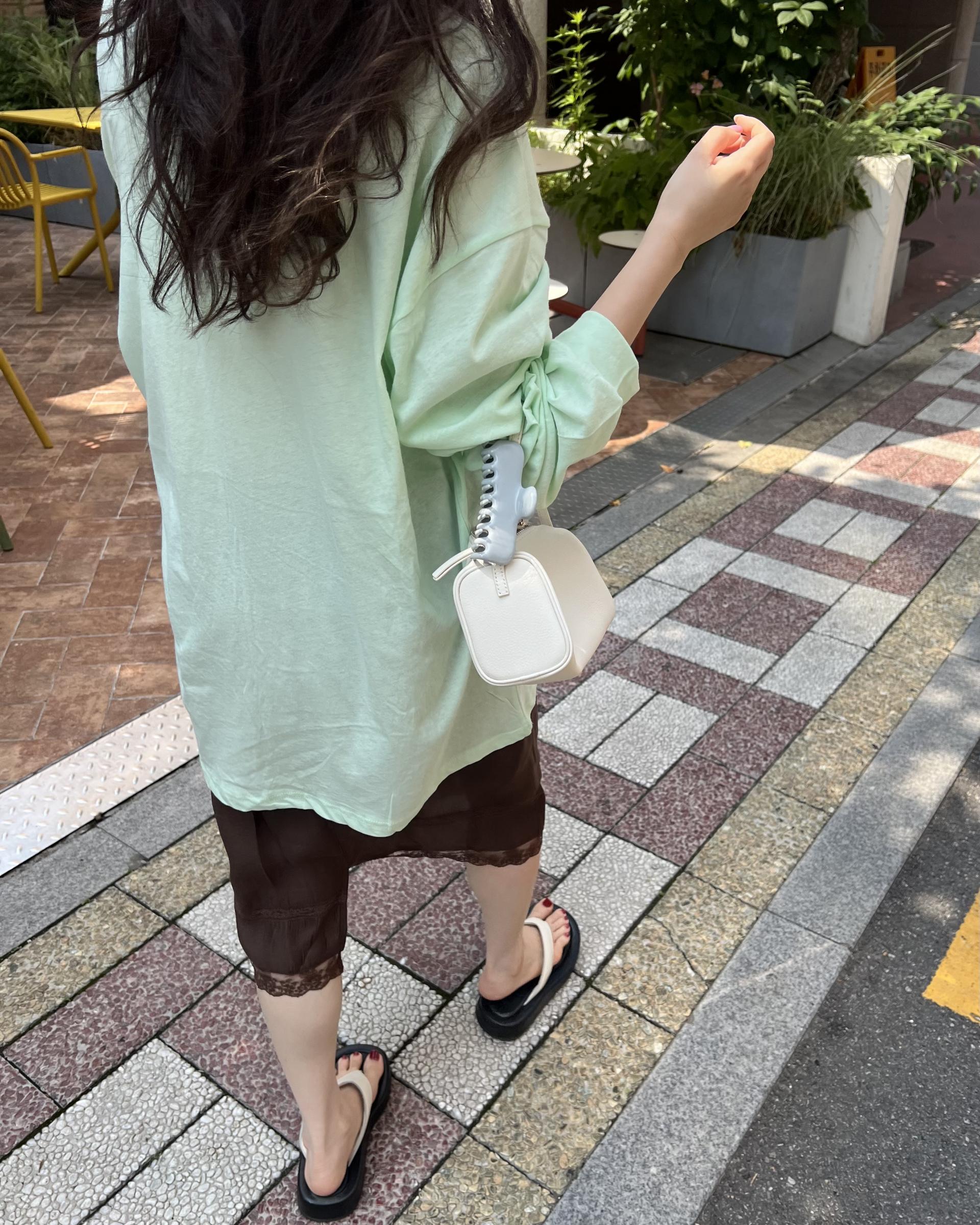 silk lace skirt (mint/brown)