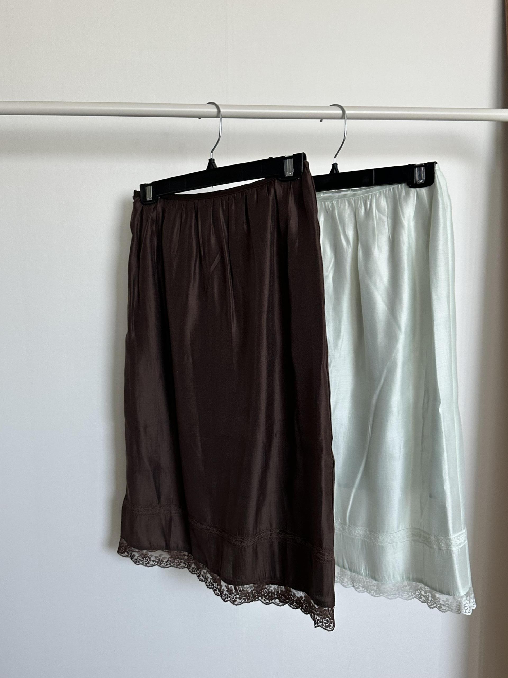 silk lace skirt (mint/brown)